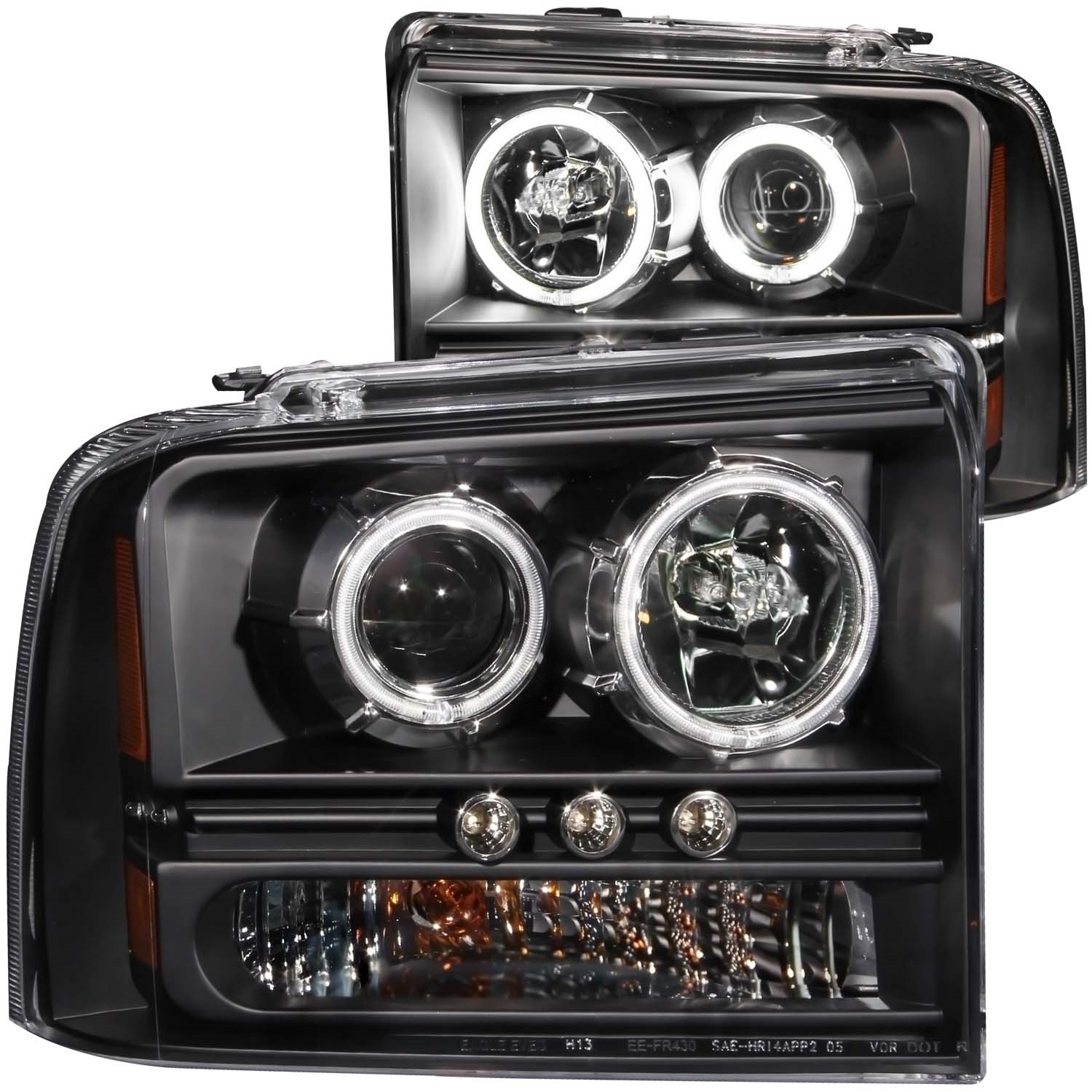ANZO 111117 HEADLIGHTS w/HALO BLACK CLEAR w/ LED STRIP (CCFL) 05-07 Super Duty