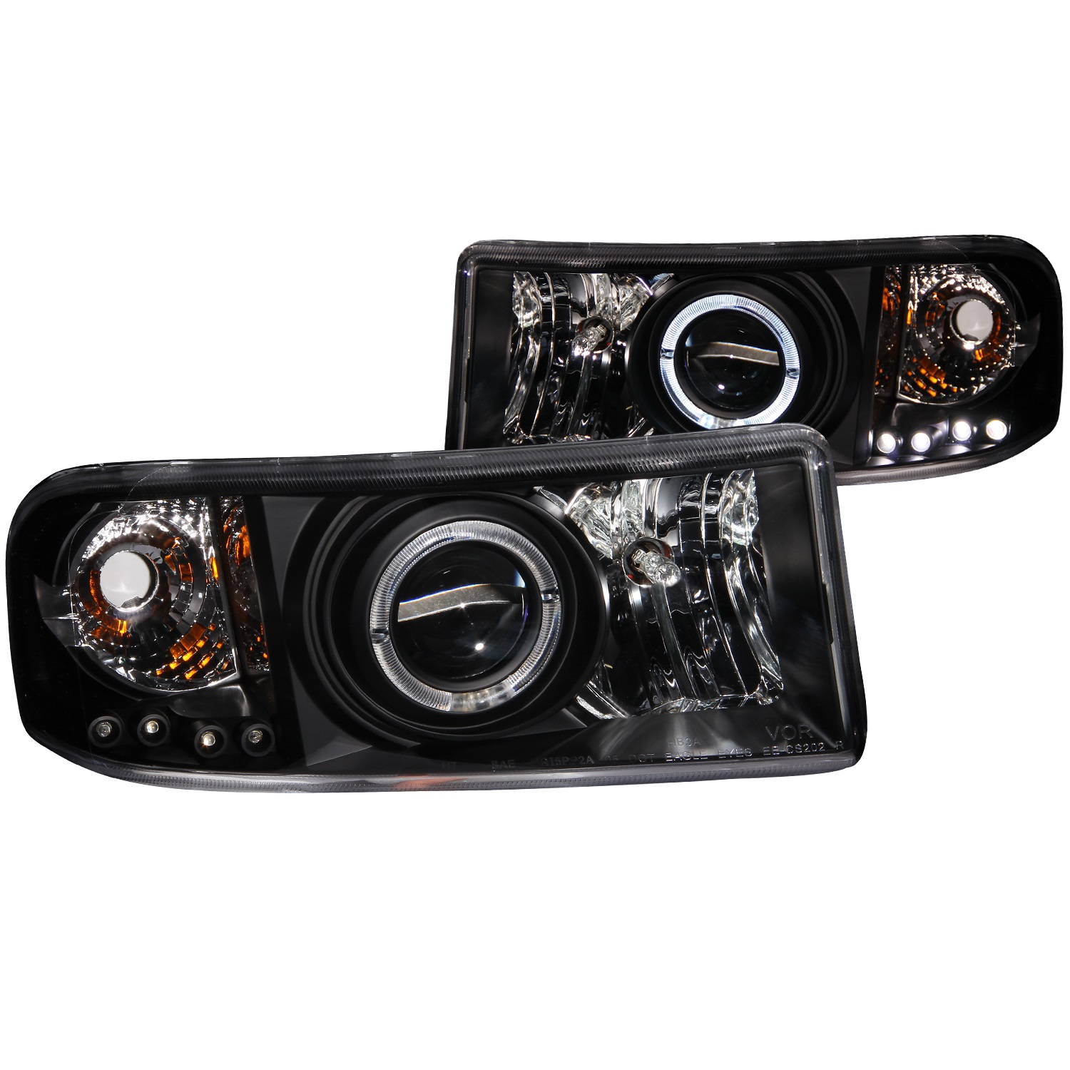 ANZO 111196 PROJECTOR HEADLIGHTS w/ HALO BLACK CLEAR 1994-2002 Fit Ram