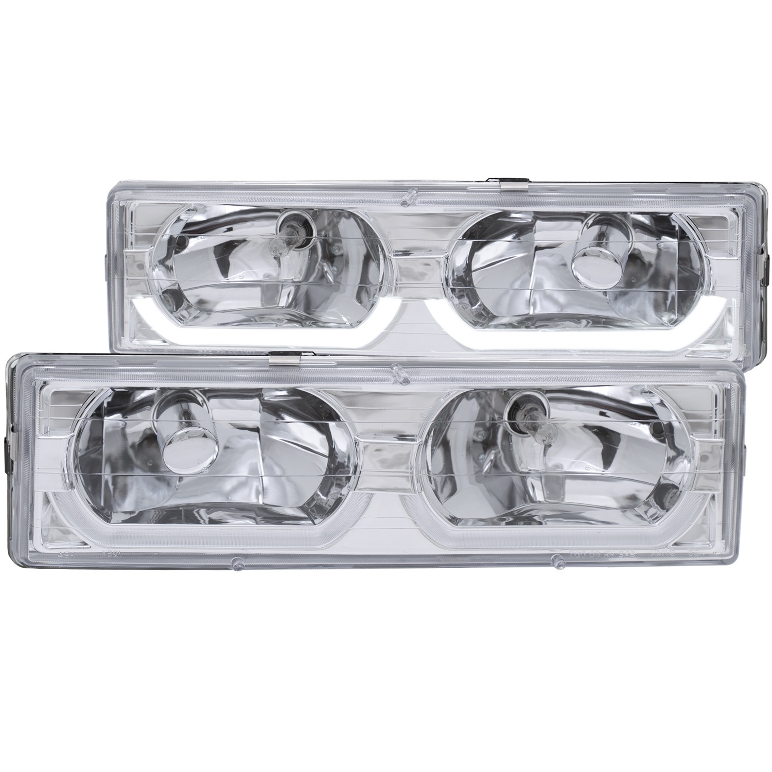 ANZO 111300 CRYSTAL HEADLIGHTS CHROME CLEAR w/ LOW-BROW