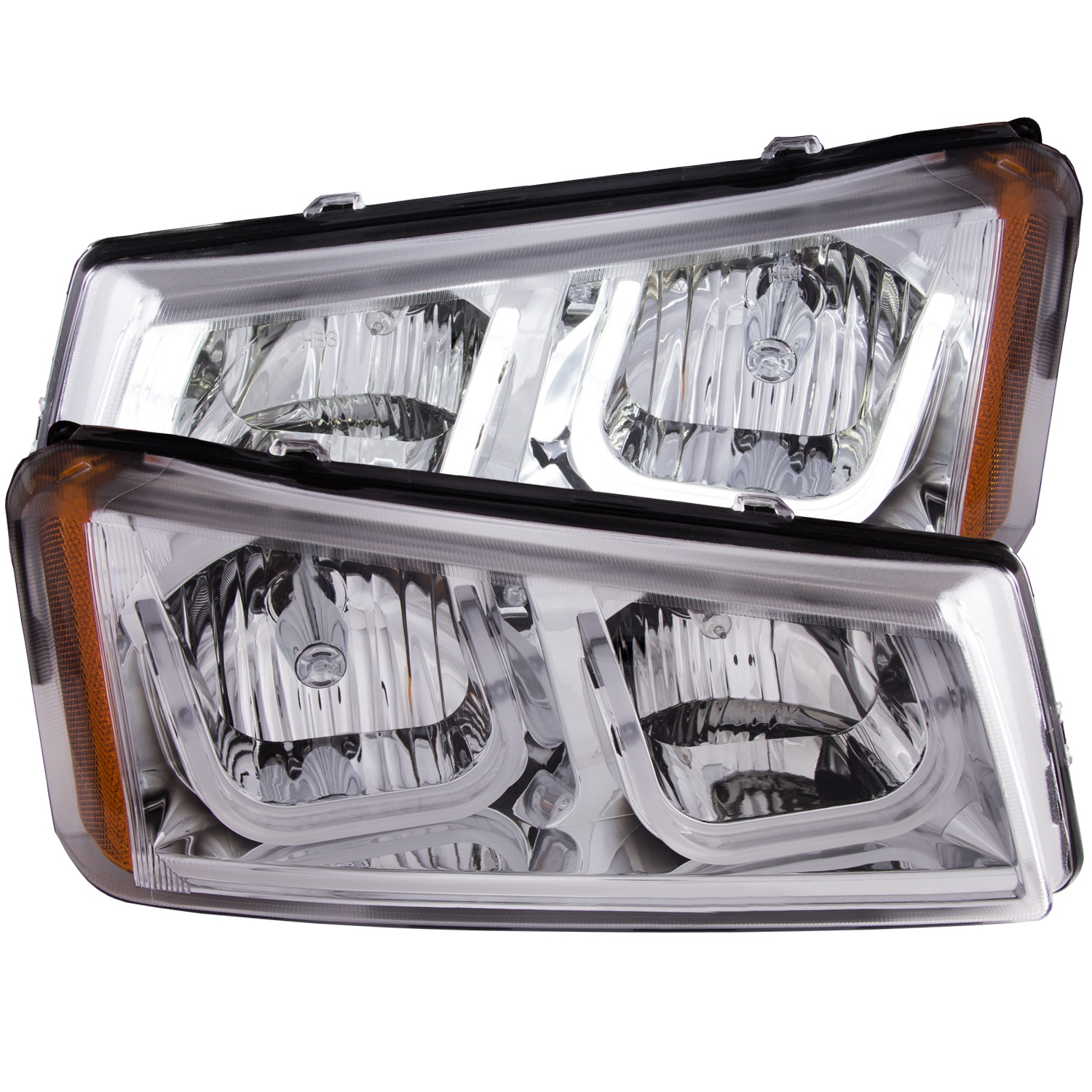 ANZO 111313 PROJECTOR HEADLIGHTS w/ U-BAR CHROME CLEAR