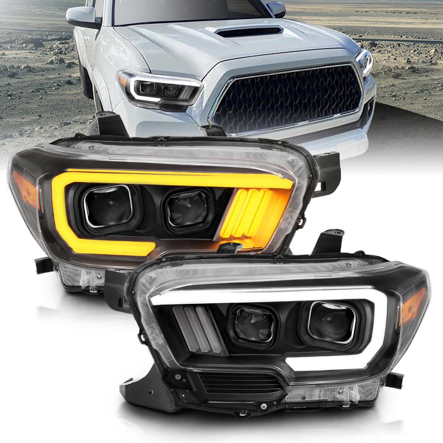 Anzo USA 111396 Projector Headlight Set Fits 16-23 Tacoma