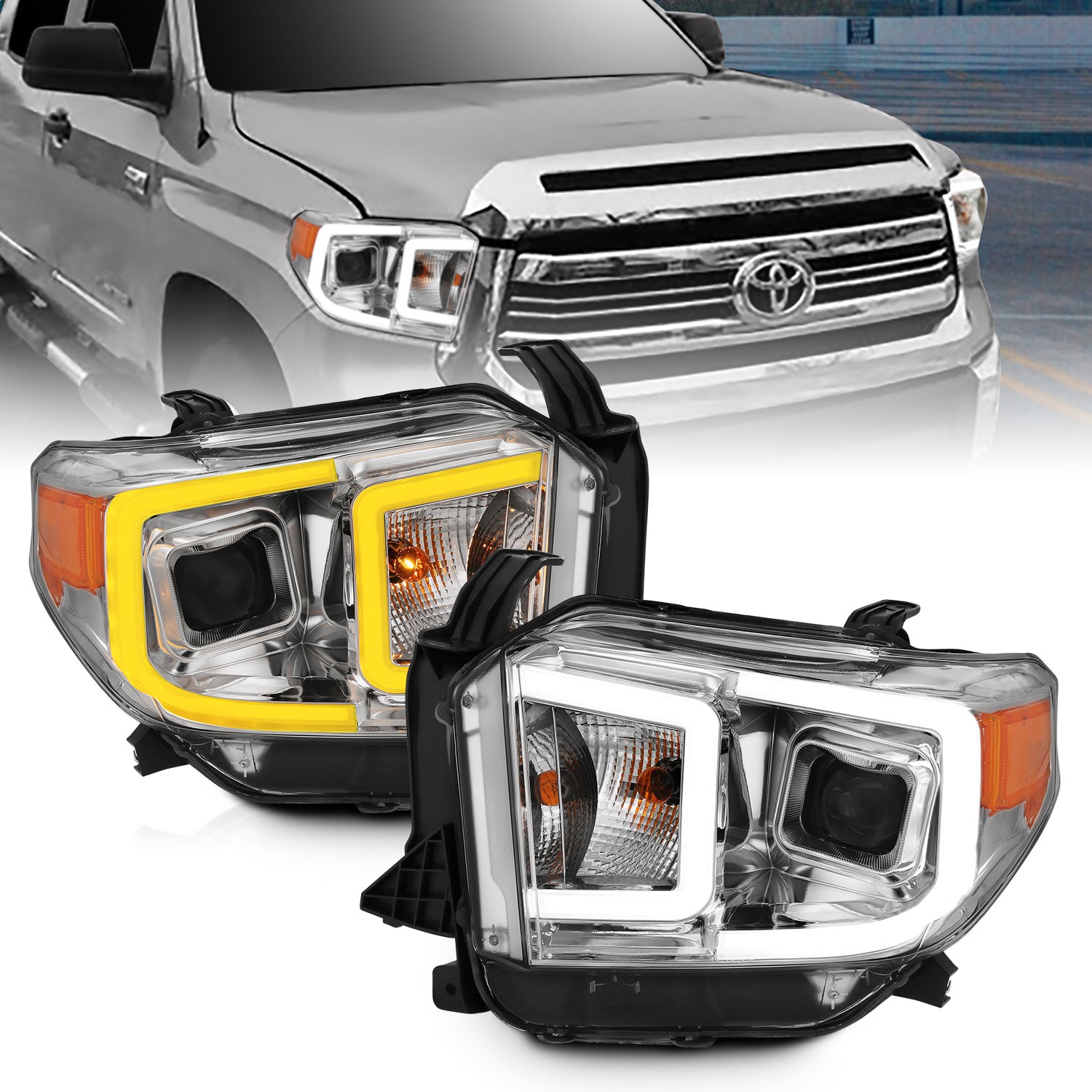 Anzo USA 111415 Projector Headlight Set Fits 14-19 Tundra