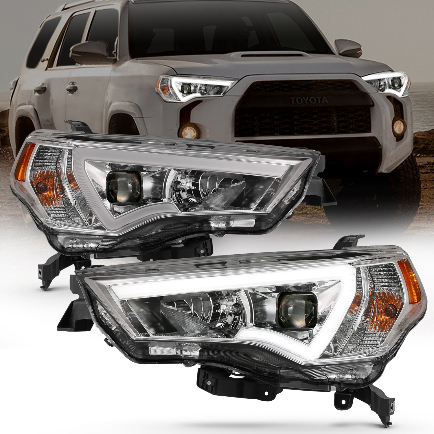 Anzo USA 111417 Projector Headlight Set Fits 14-23 4Runner