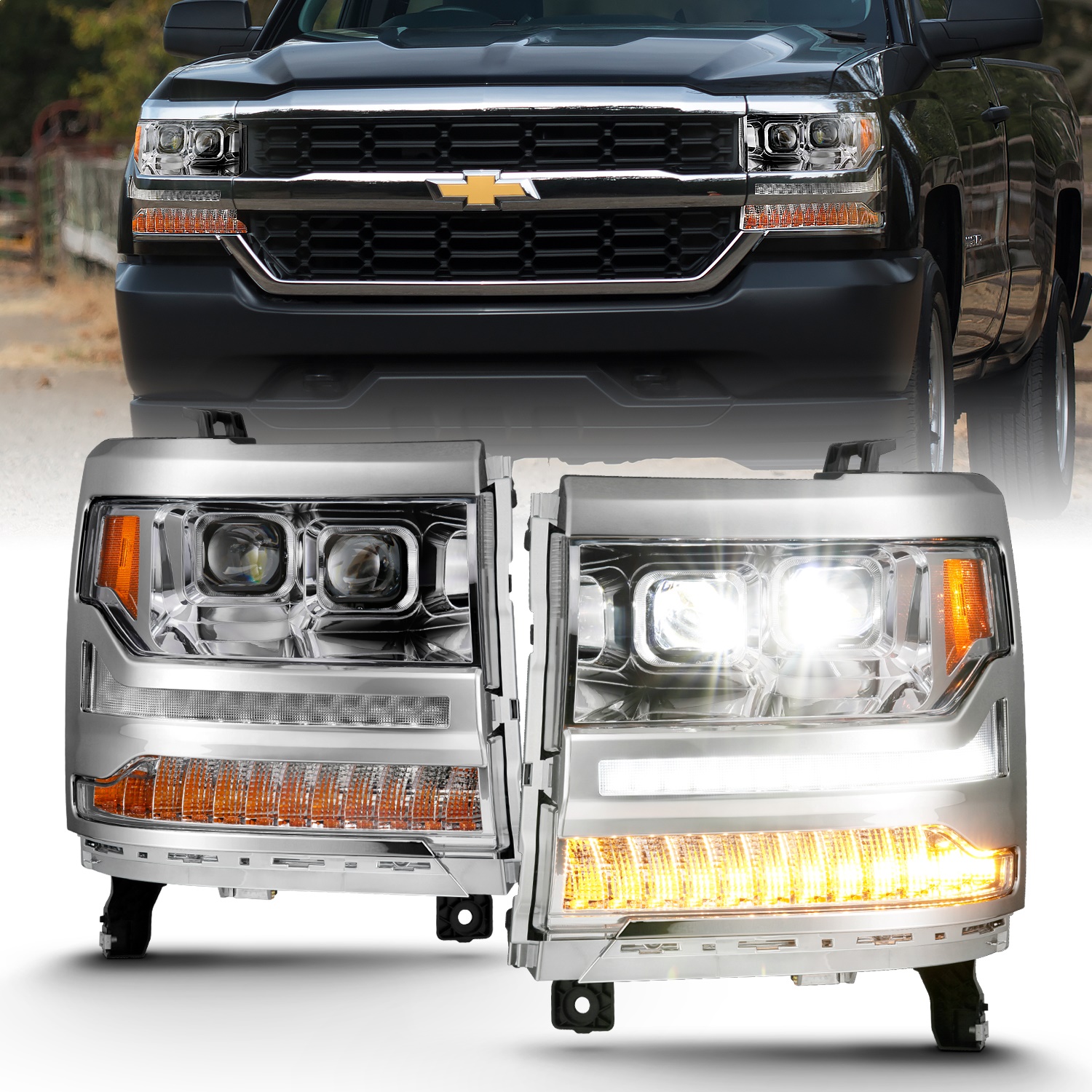 Anzo USA 111421 LED Projector Headlight Fits 16-18 Silverado 1500