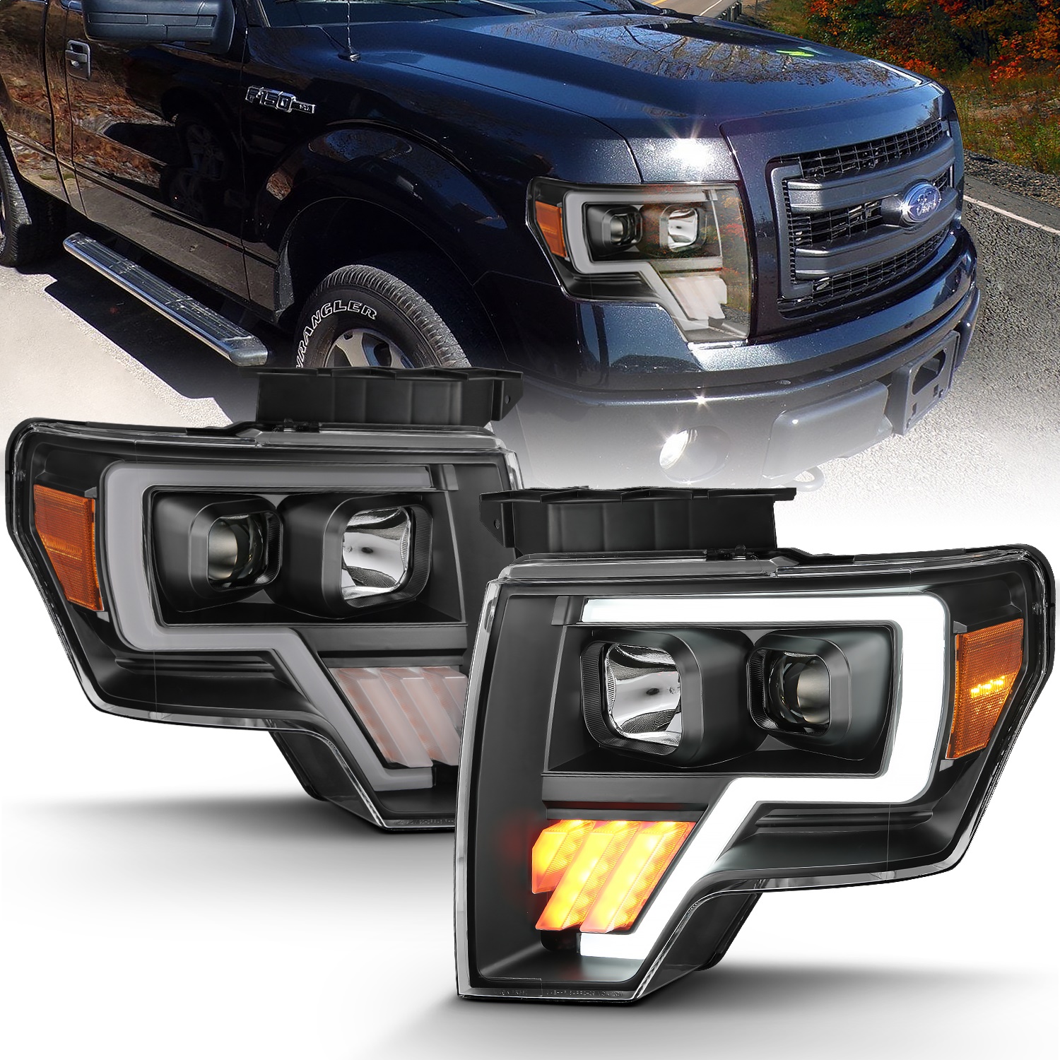 Anzo USA 111445 Projector Headlight Set Fits 09-14 F-150