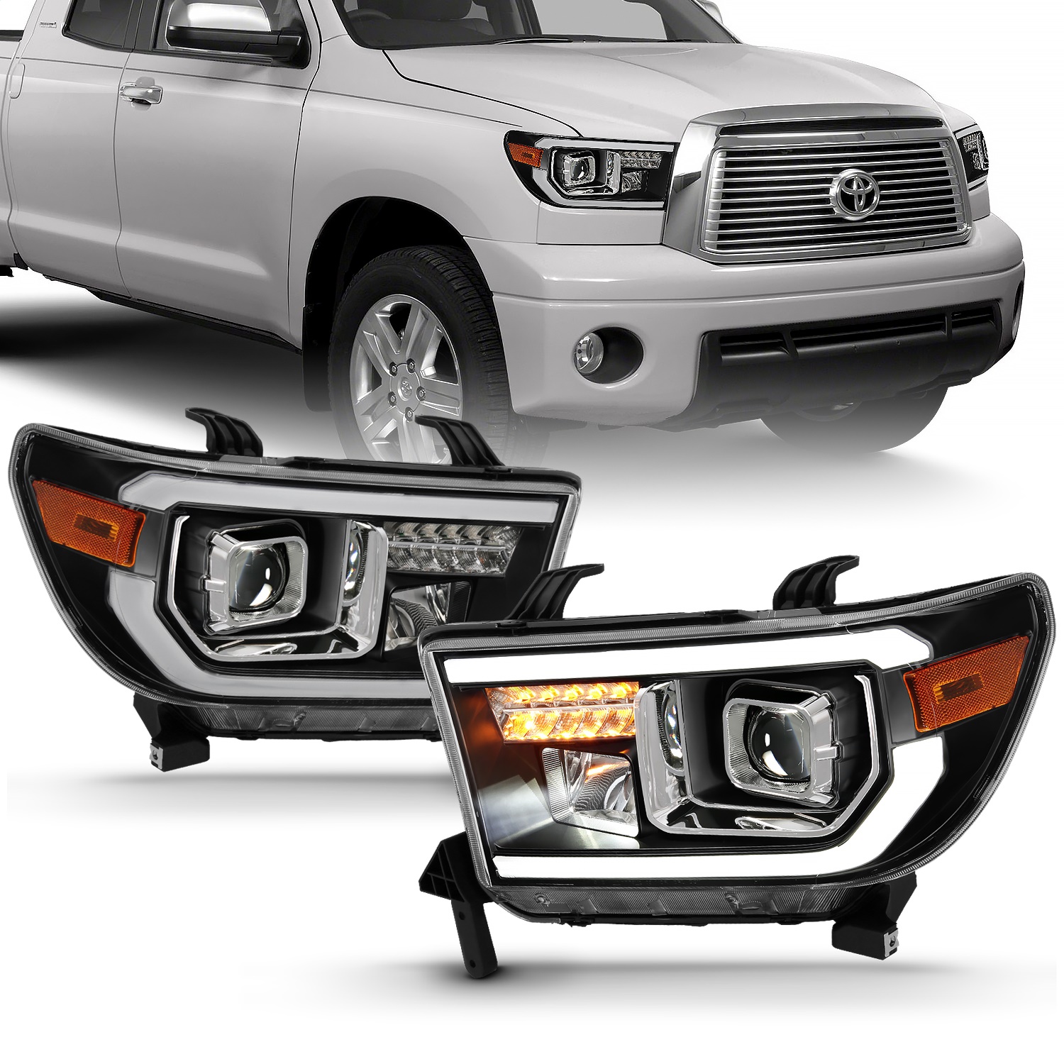 Anzo USA 111447 Projector Headlight Set Fits 07-16 Sequoia Tundra