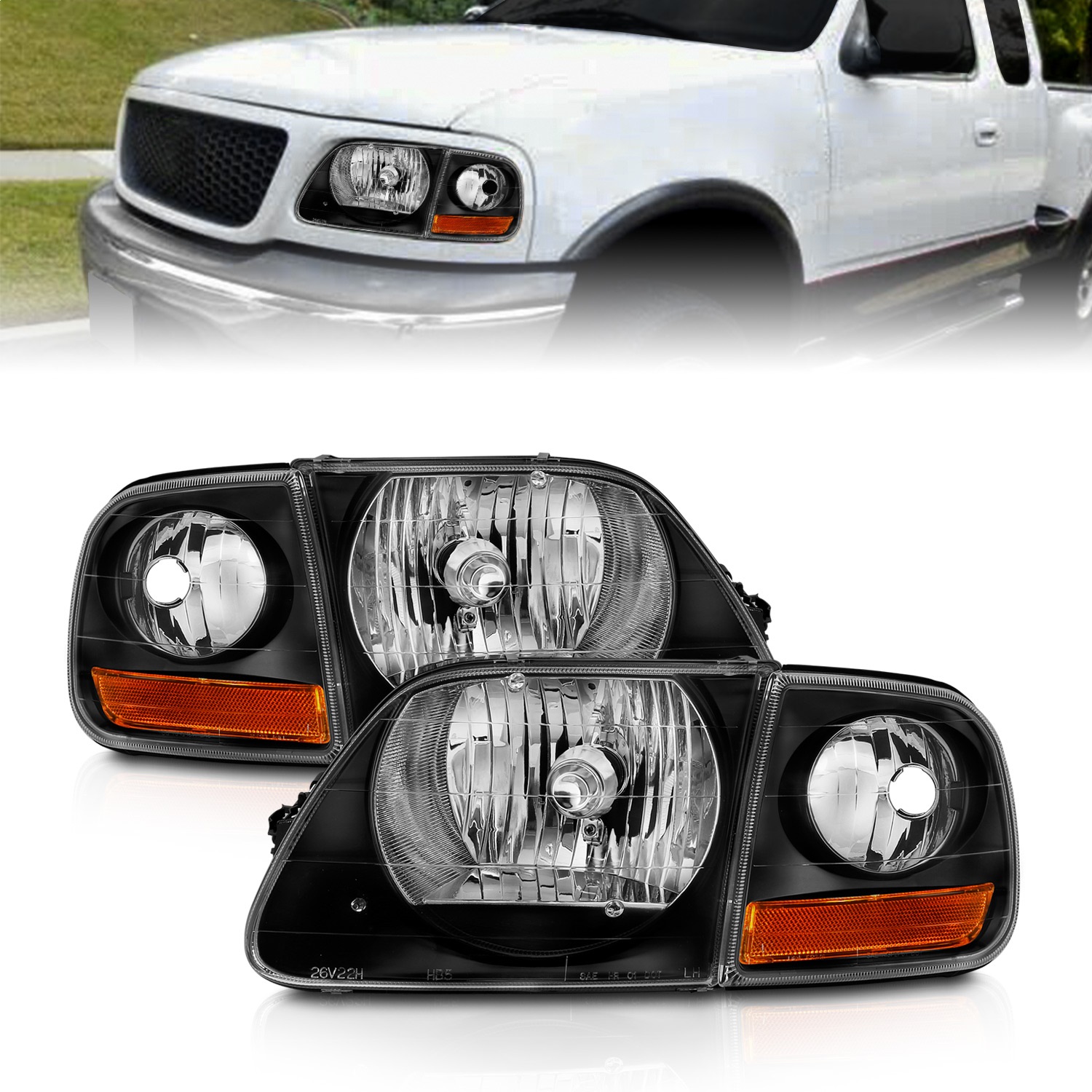 Anzo USA 111460 Crystal Headlight Set Fits 97-03 F-150