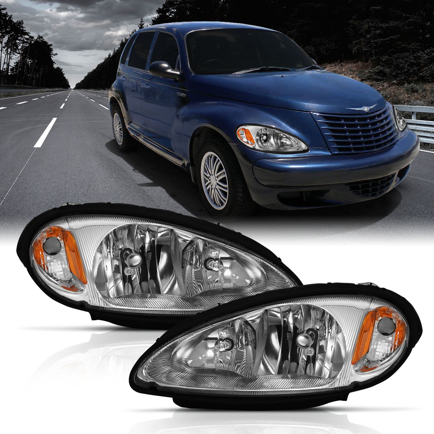 Anzo USA 111472 Crystal Headlight Set Fits 01-05 PT Cruiser