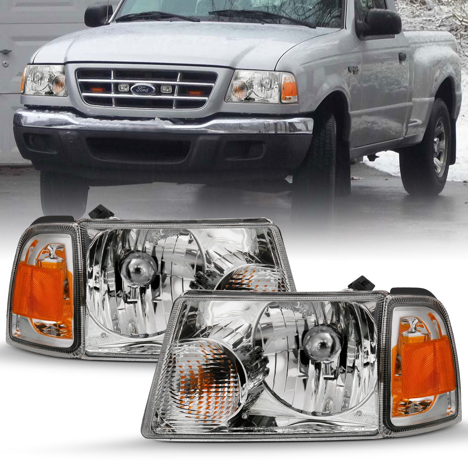 Anzo USA 111484 Crystal Headlight Set Fits 01-11 Ranger