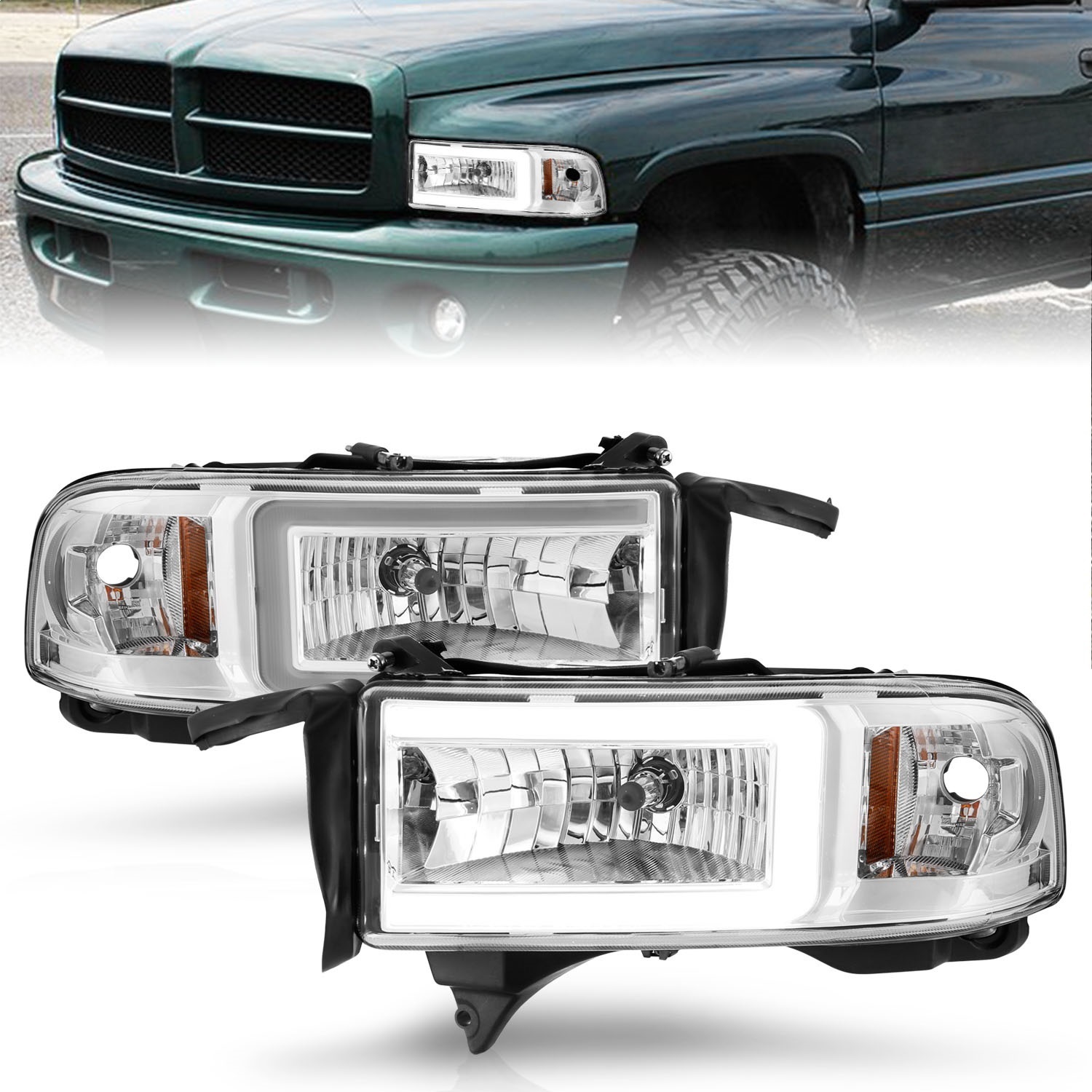 Anzo USA 111555 LED Crystal Headlight Fits 94-02 Ram 2500 Ram 3500