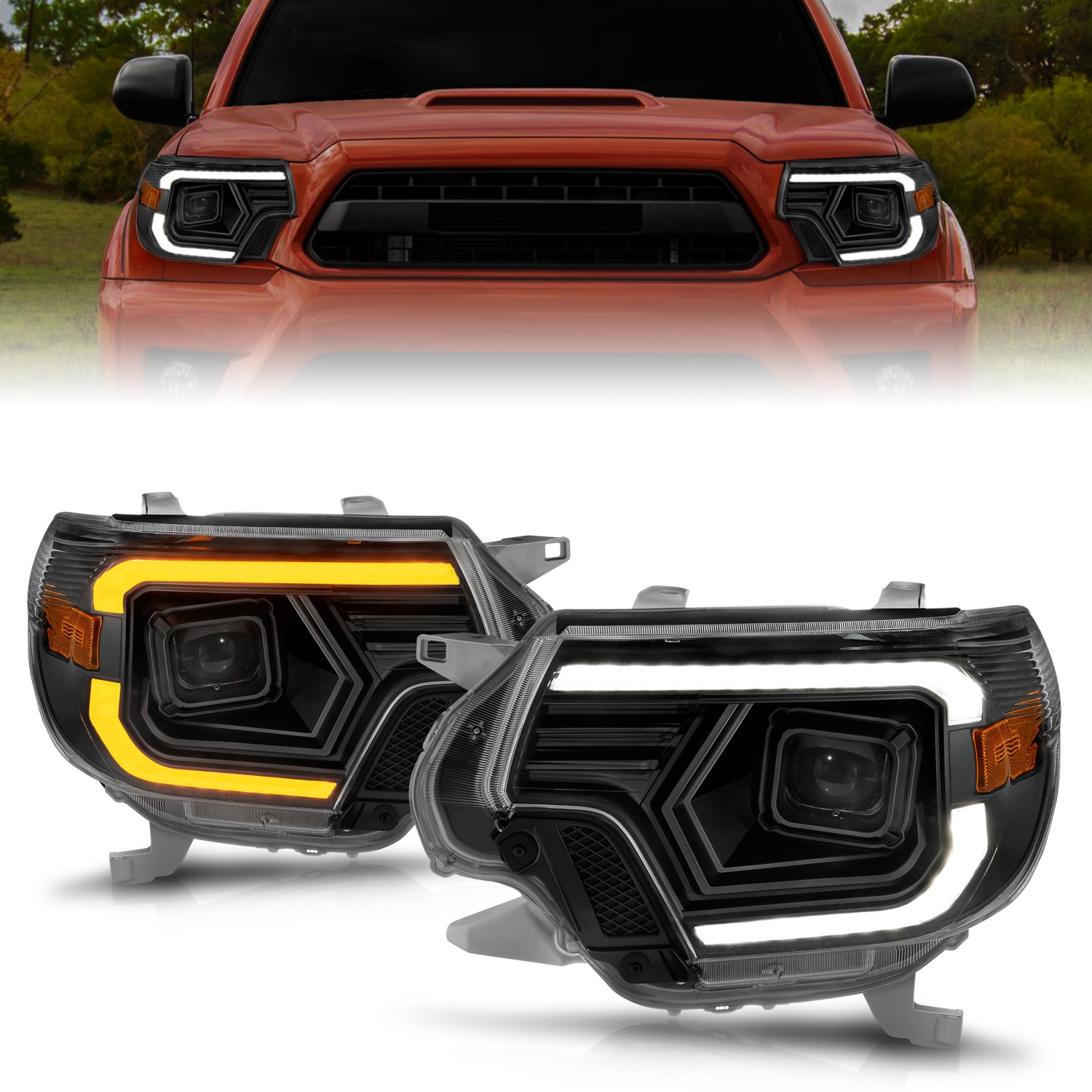 Anzo Fit 12-15 Tacoma Projector Headlights - w/ Light Bar Switchback