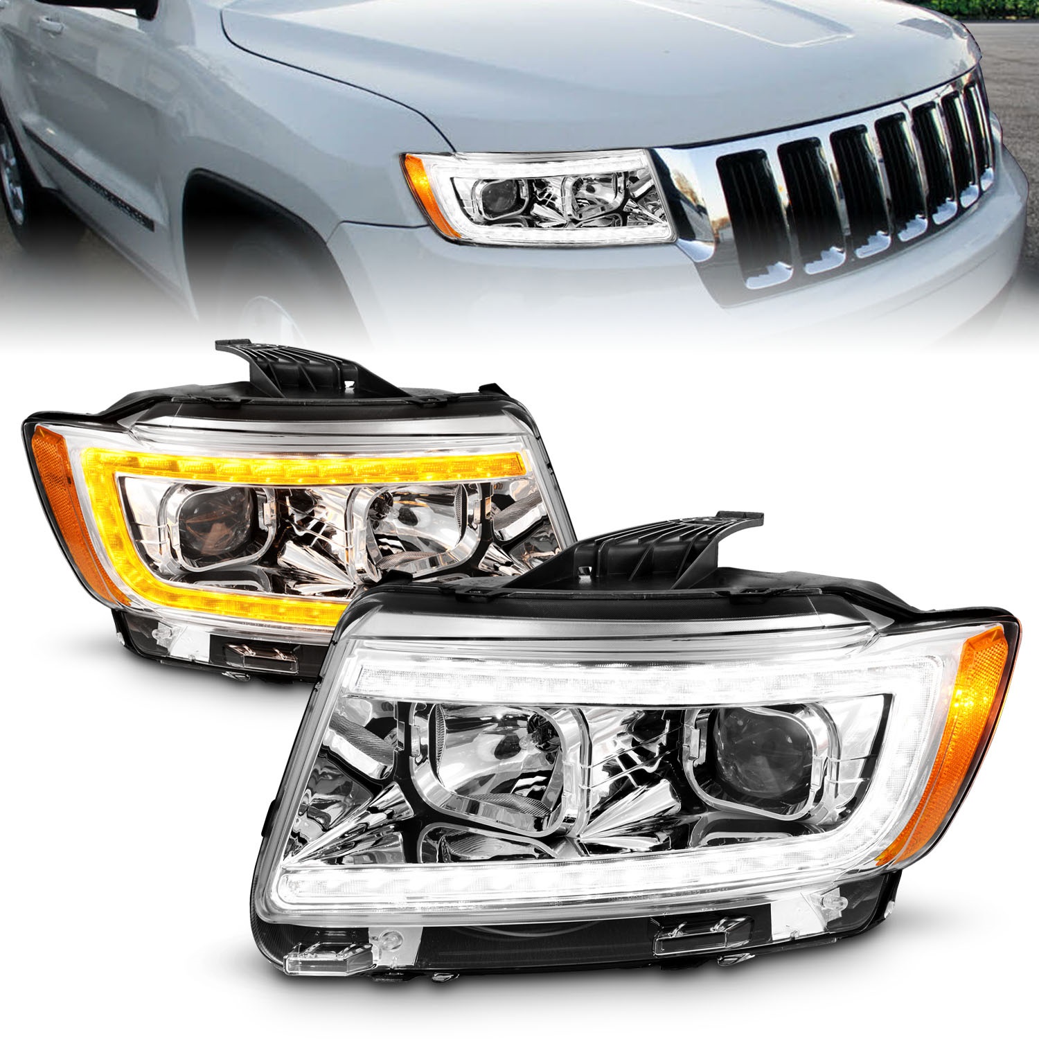 Anzo USA 111569 Projector Headlight Set Fits 11-13 Grand Cherokee (WK2)