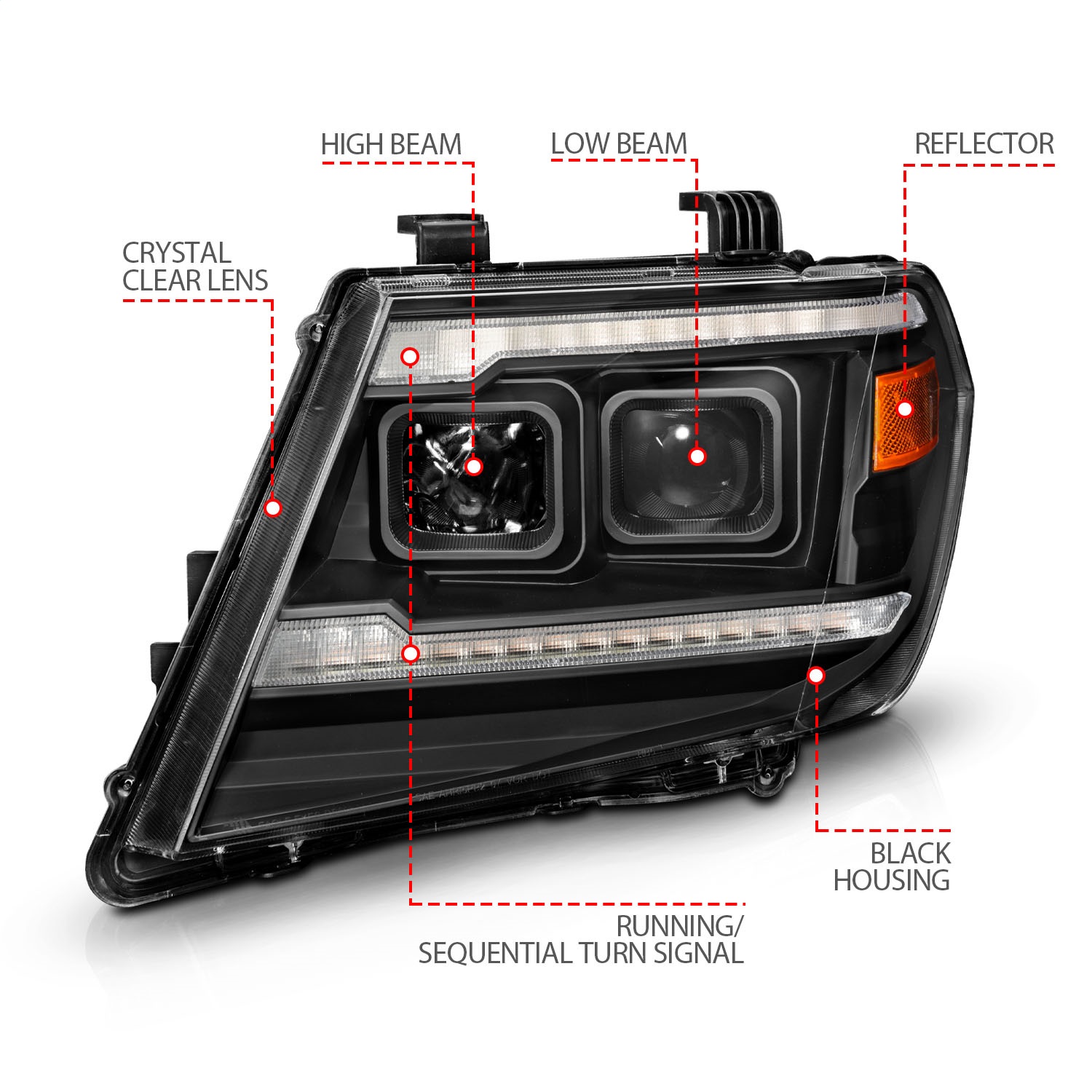 Anzo USA 111597 Projector Headlight Set Fits 09-20 Frontier
