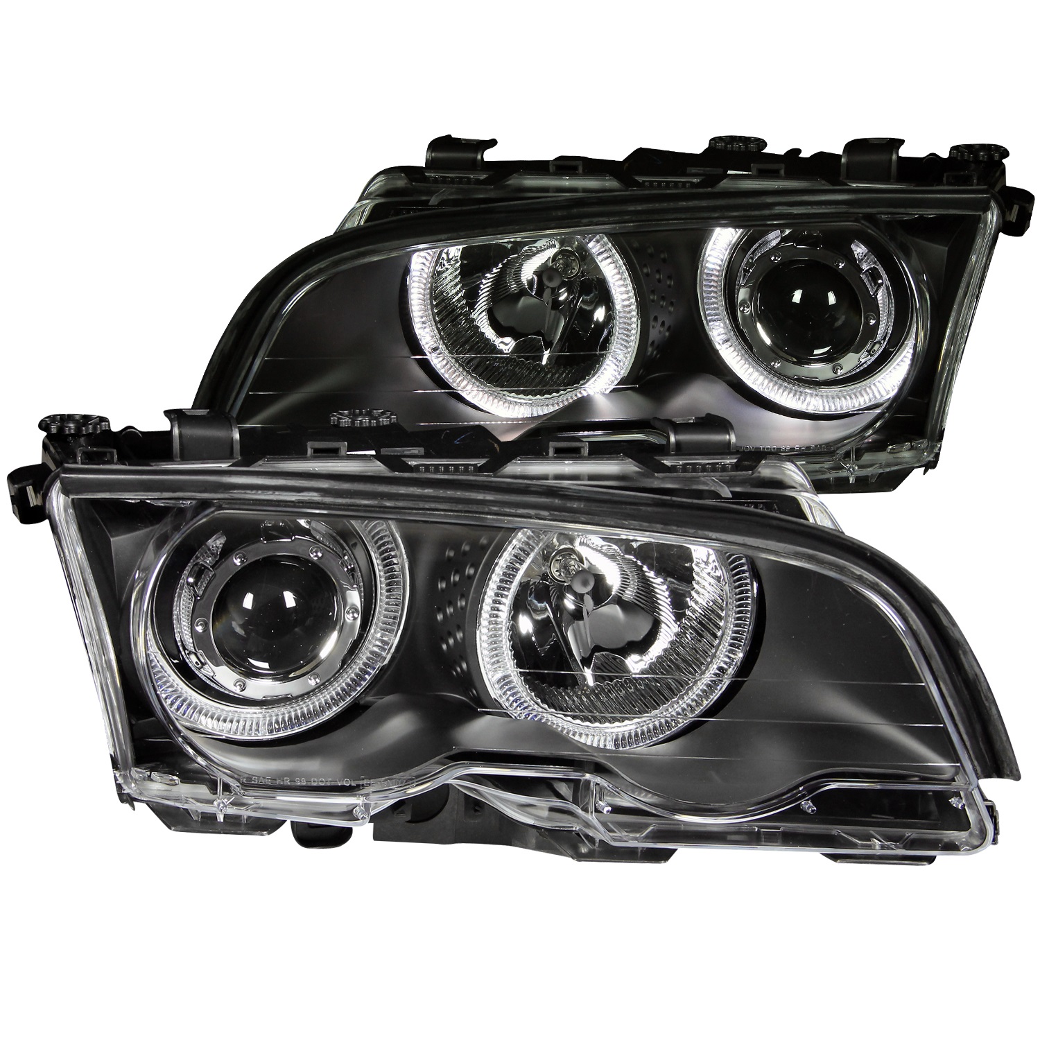 ANZO 121015 PROJECTOR HEADLIGHTS w/ HALO BLACK CLEAR For 00-01 BMW 3 series