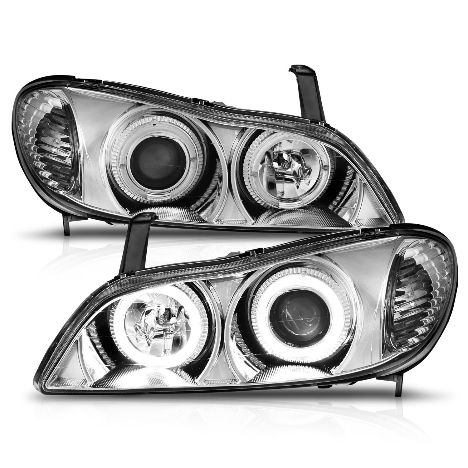 ANZO USA 121078 Projector Headlight Set w/LED Halo-Chrome