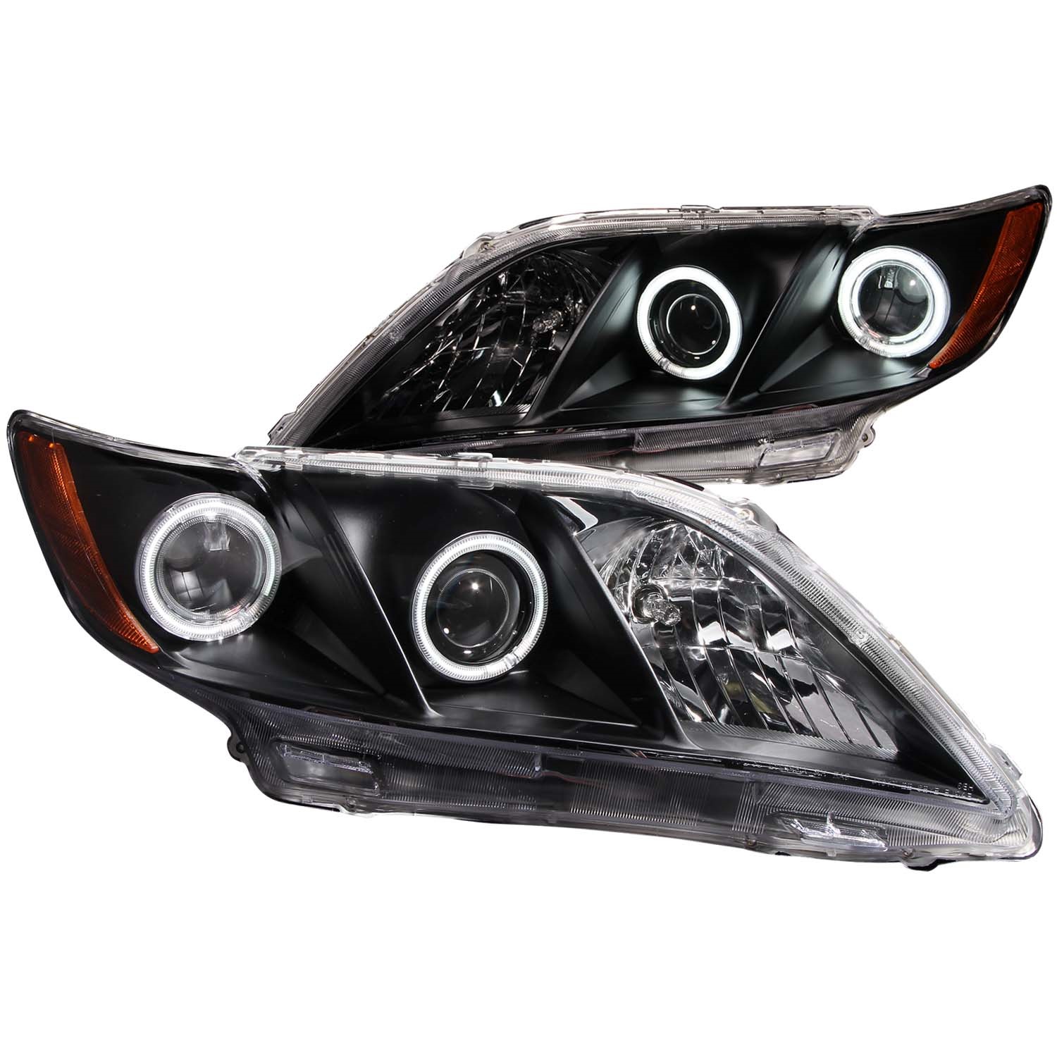 ANZO 121181 PROJECTOR HEADLIGHTS w/ HALO BLACK CLEAR 2007-2009 Camry