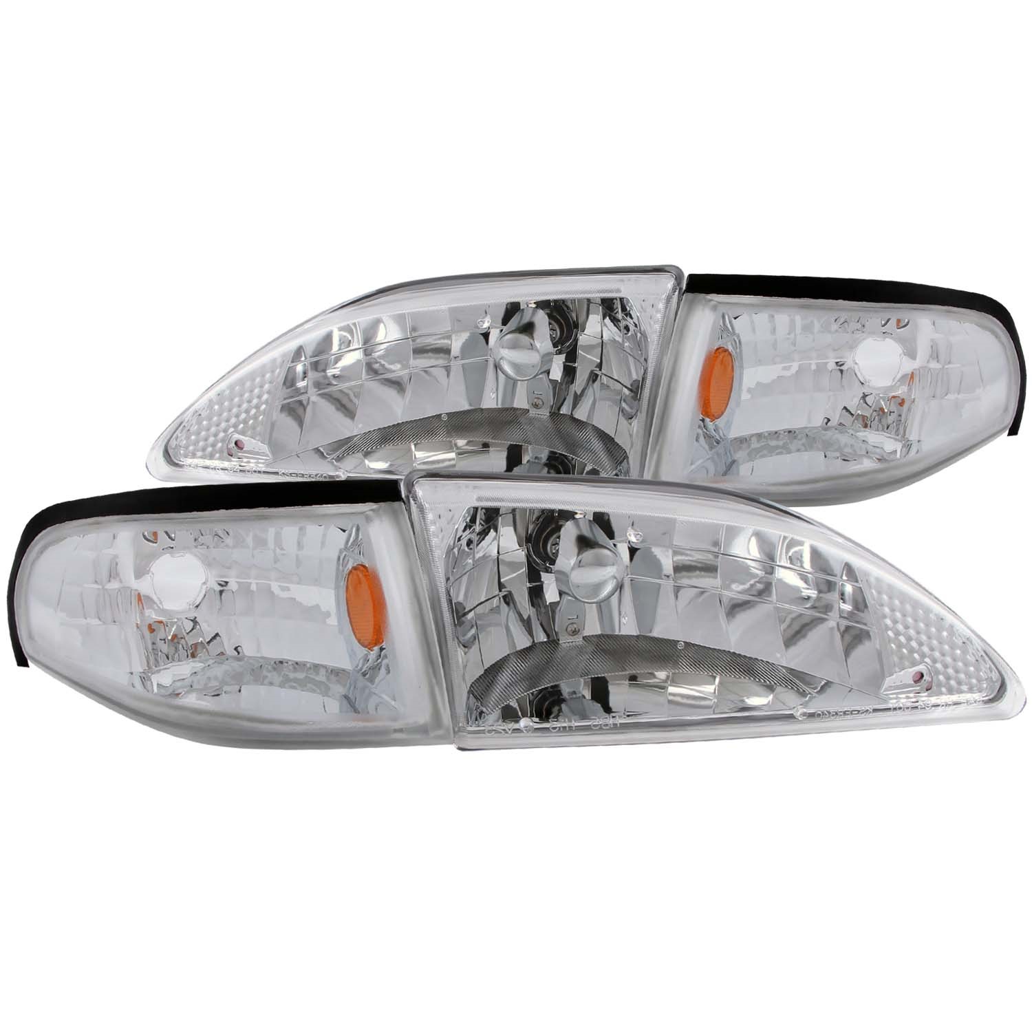 ANZO 121262 CRYSTAL HEADLIGHTS CHROME CLEAR FIT 1994-1998 Mustang