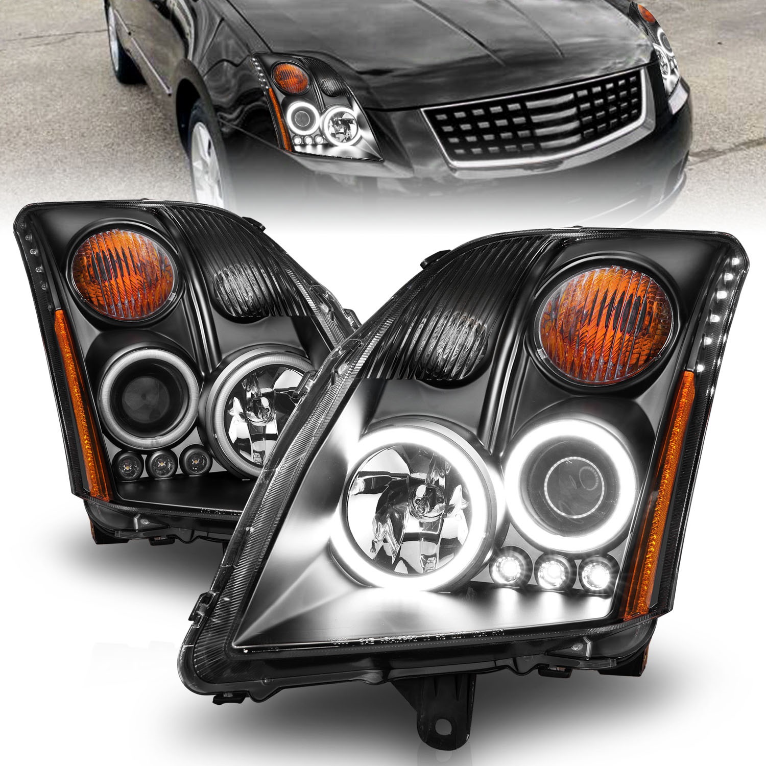 Anzo USA 121276 Projector Headlight Set w/Halo Fits 07-12 Sentra