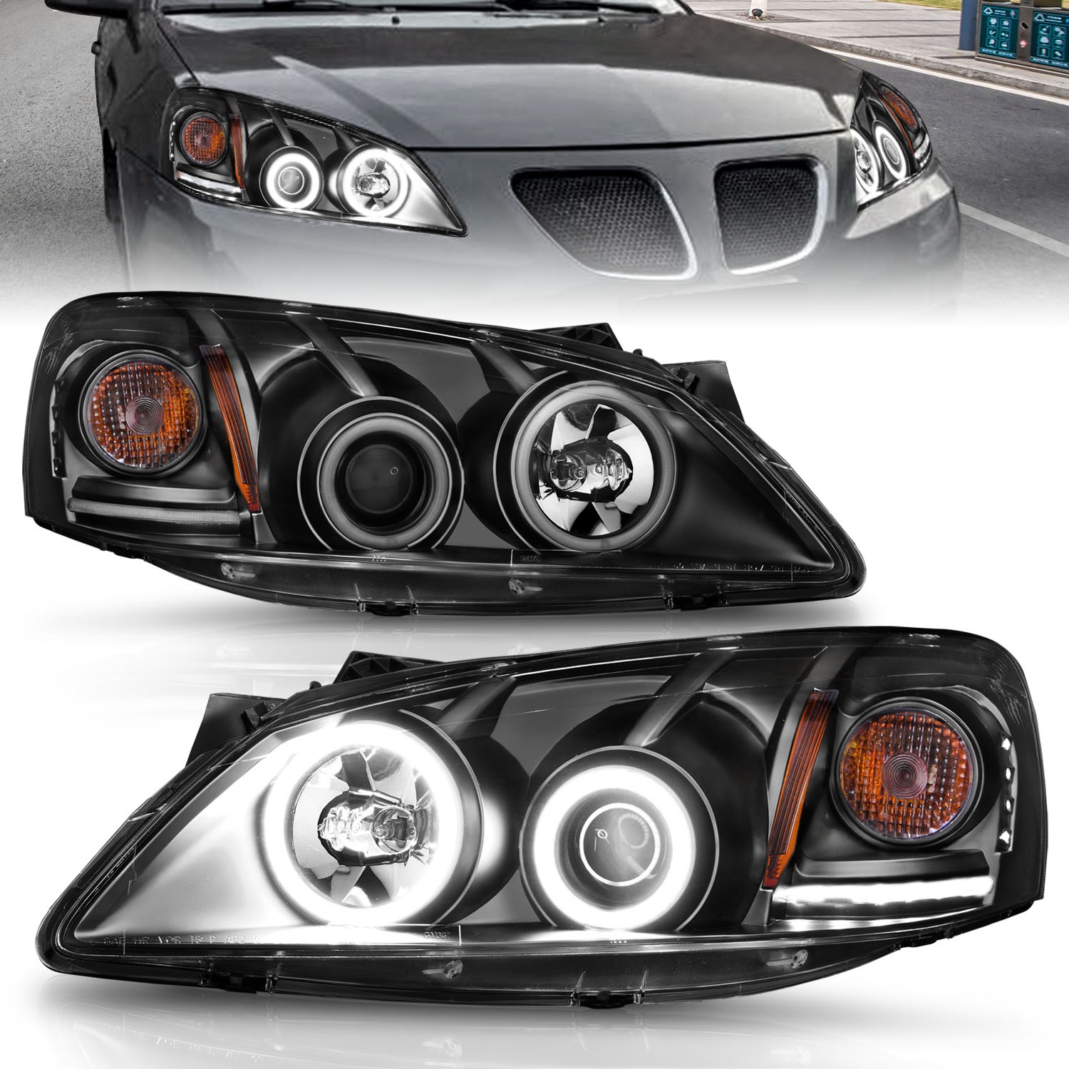 Anzo USA 121371 Projector Headlight Set w/Halo Fits 05-10 G6