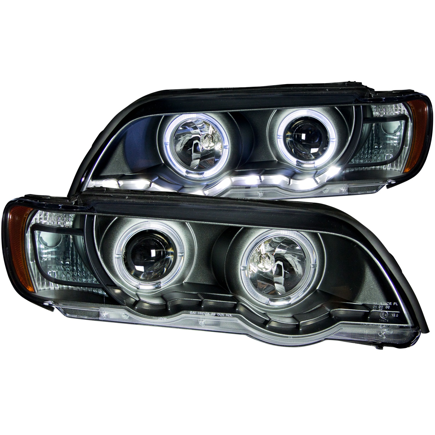 ANZO 121398 PROJECTOR HEADLIGHTS w/ HALO BLACK CLEAR For 2000-2003 X5
