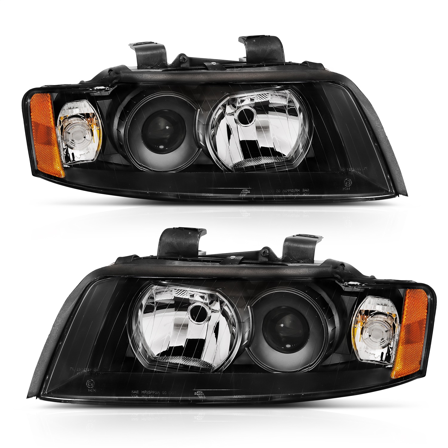 Anzo Fit 2002-2005 Audi A4 Projector Headlight Black G2 (Halogen Type)