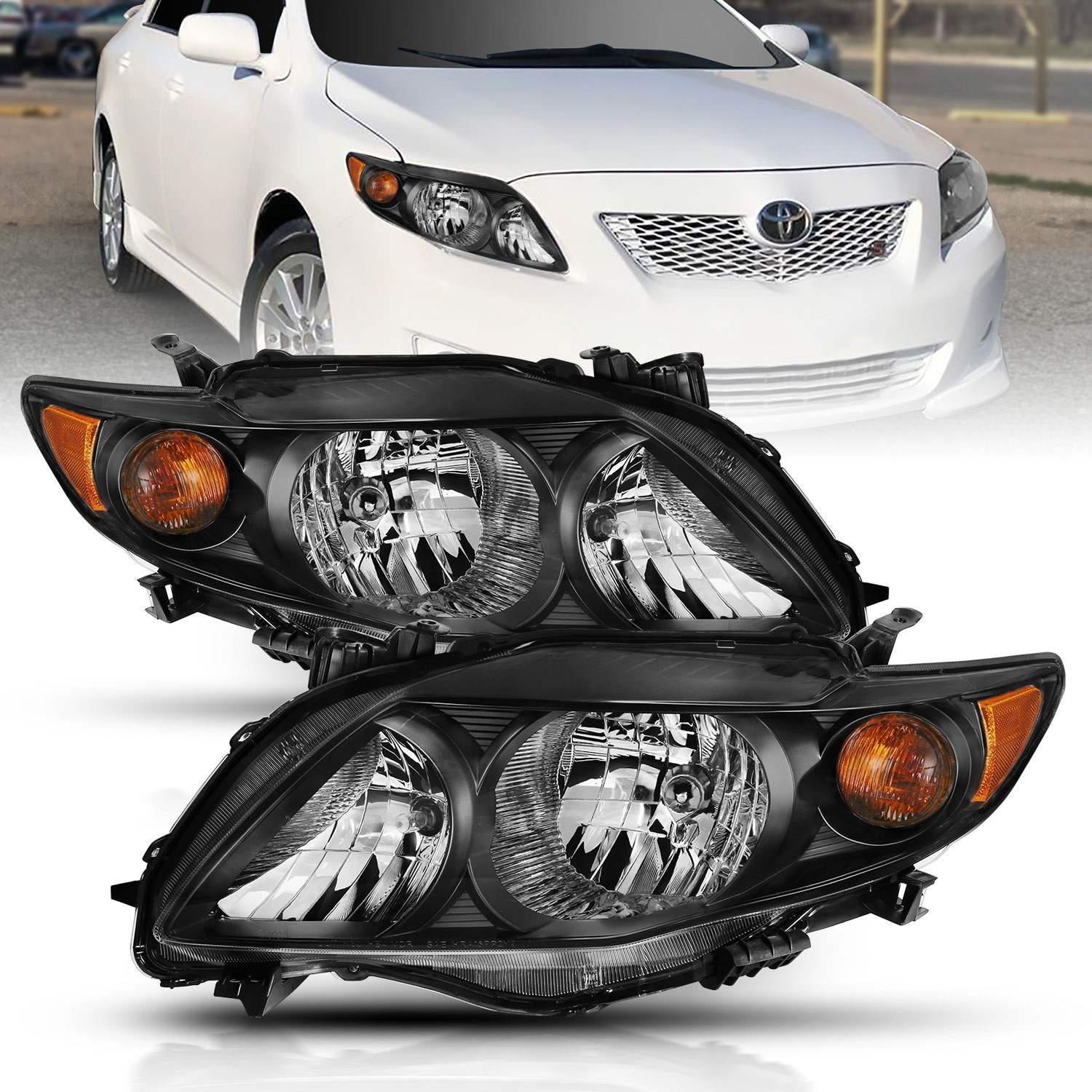 Anzo USA 121541 Crystal Headlight Set Fits 09-10 Corolla