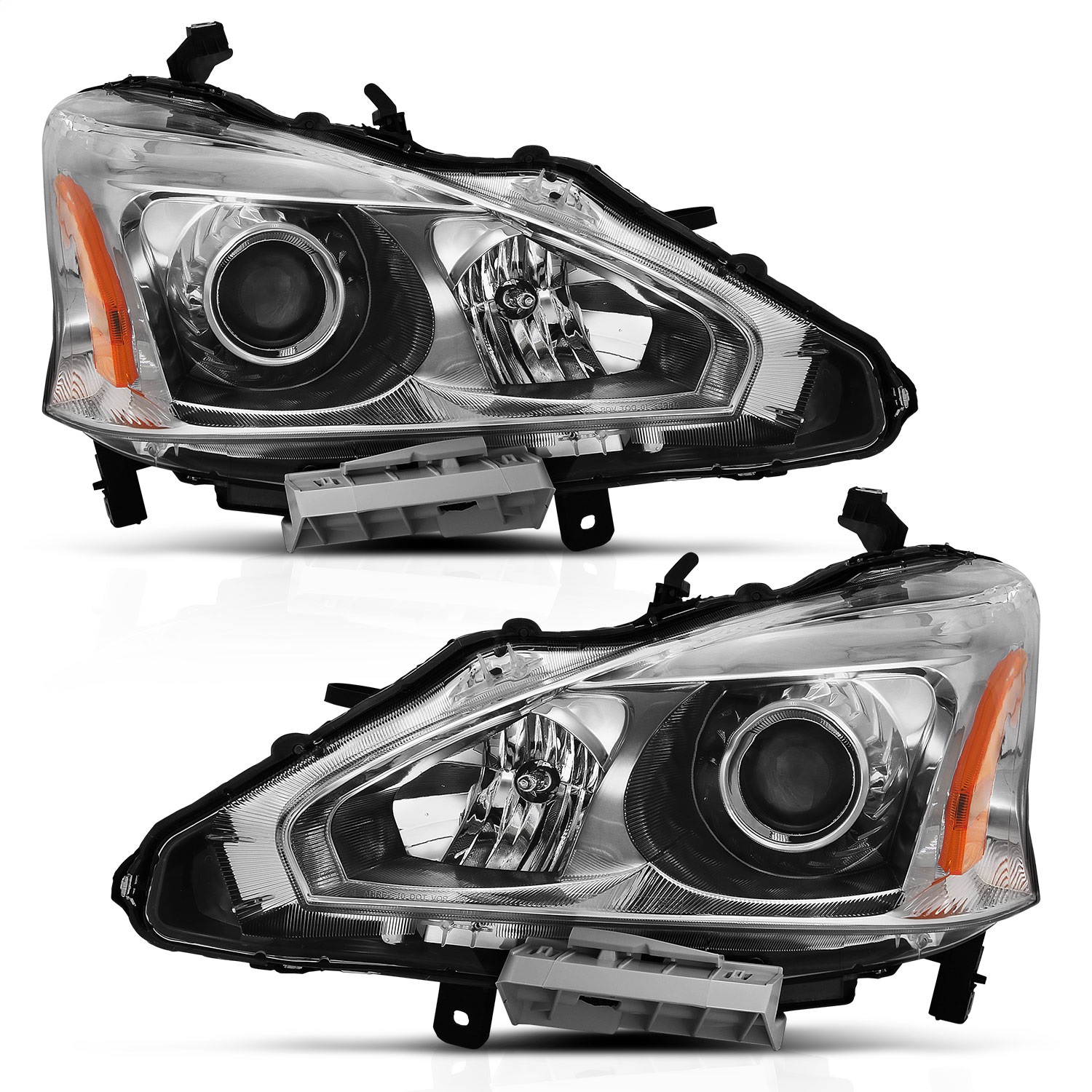 Anzo Fit 2013-2015 Nissan Altima Projector Headlight Chrome Amber