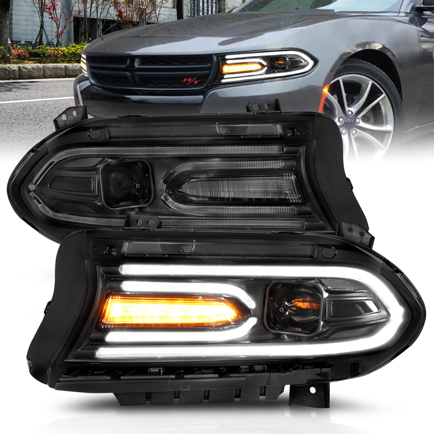 Anzo USA 121559 Projector Headlight Set Fits 15-23 Charger