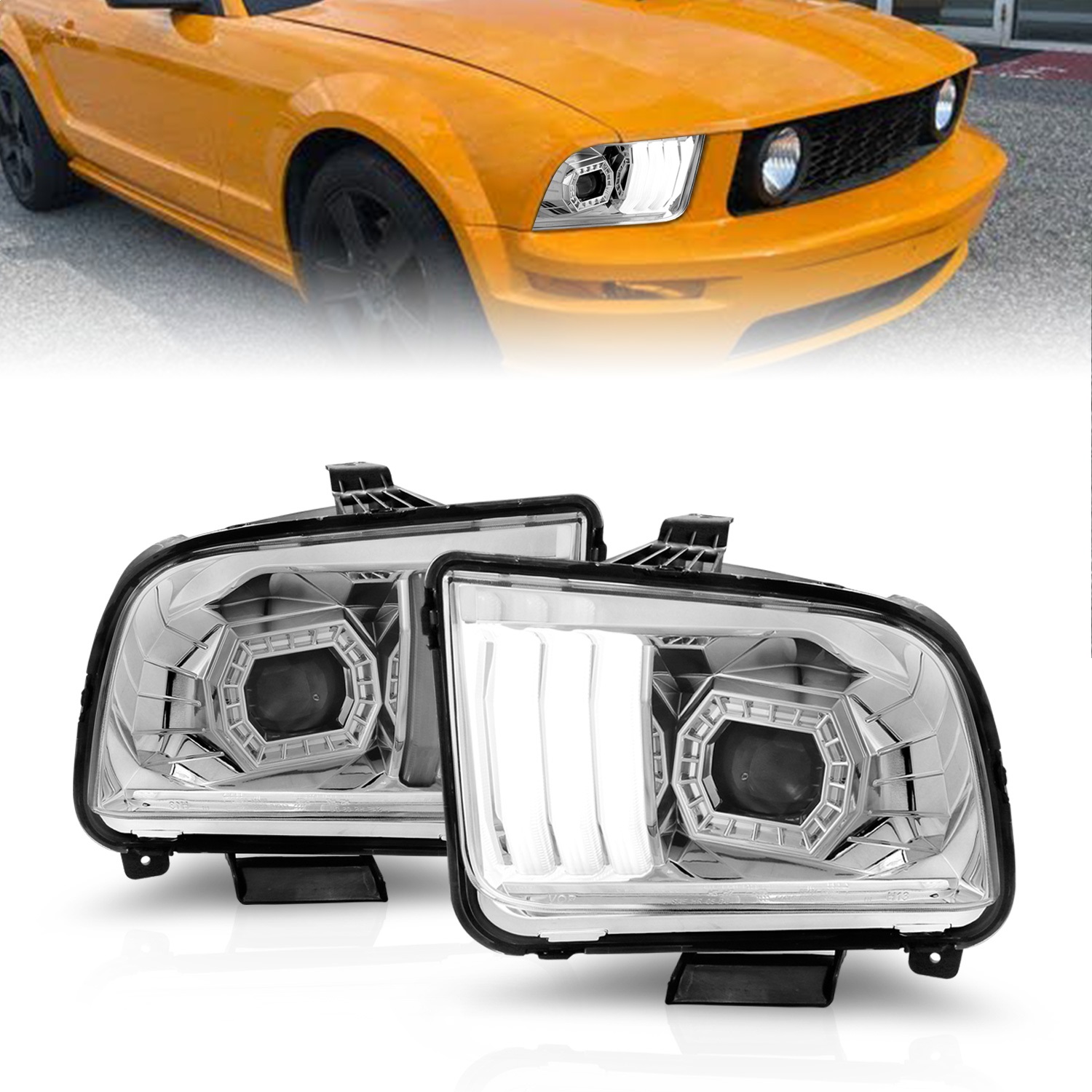 Anzo USA 121567 Projector Headlight Set Fits 05-09 Mustang