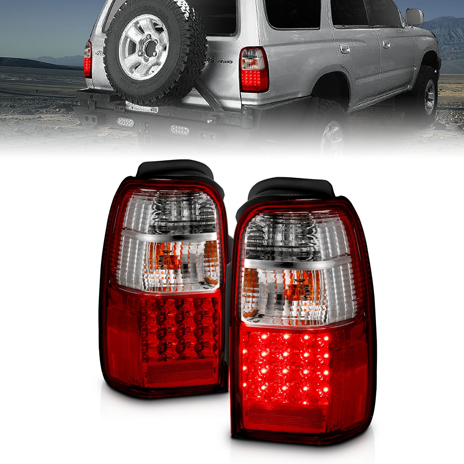 ANZO 311070 TAIL LIGHTS RED/CLEAR For 2001-2002 4Runner