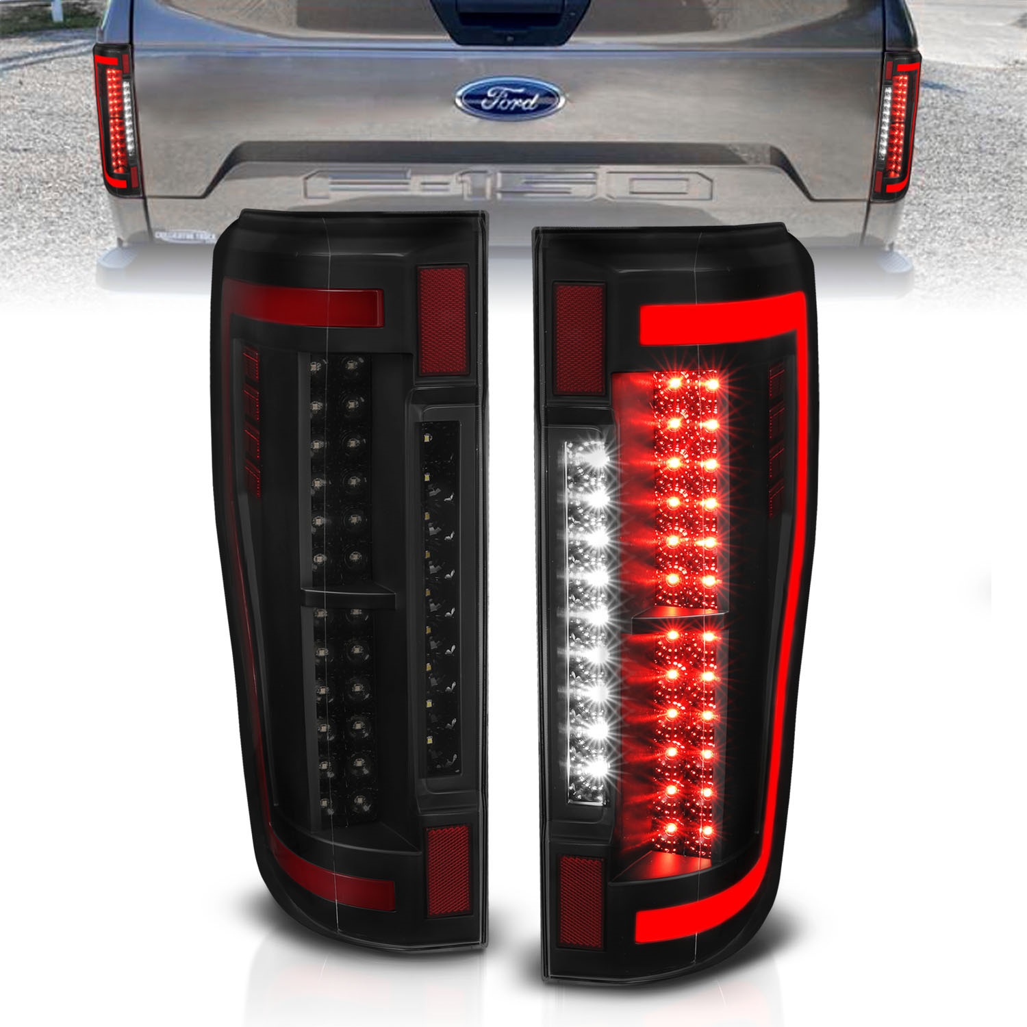 Anzo Fit 2017+ Ford F-250 LED Taillights - Black/Smoke