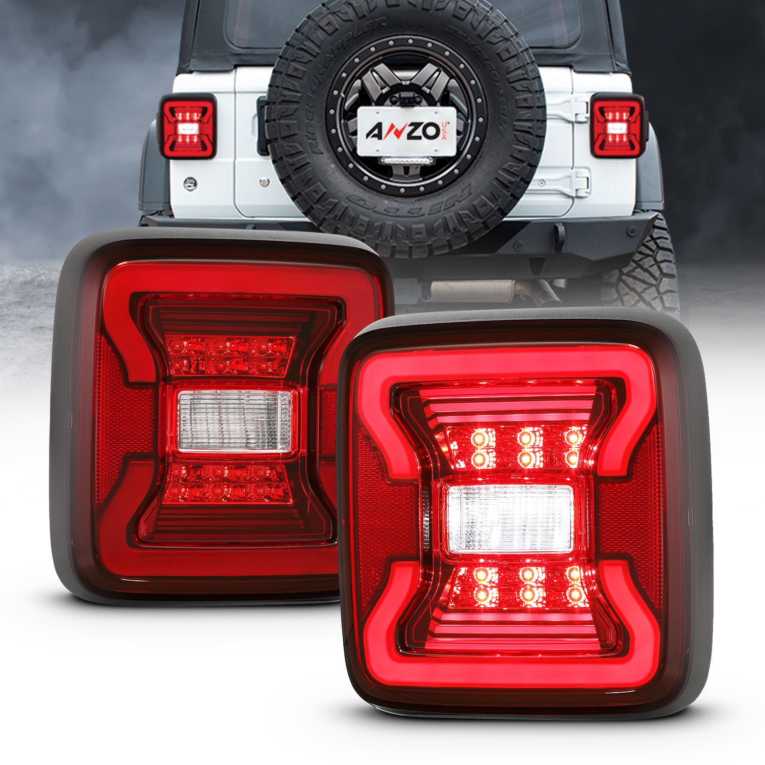 Anzo Fit 18-19 Jeep Wrangler JL LED Taillights Black