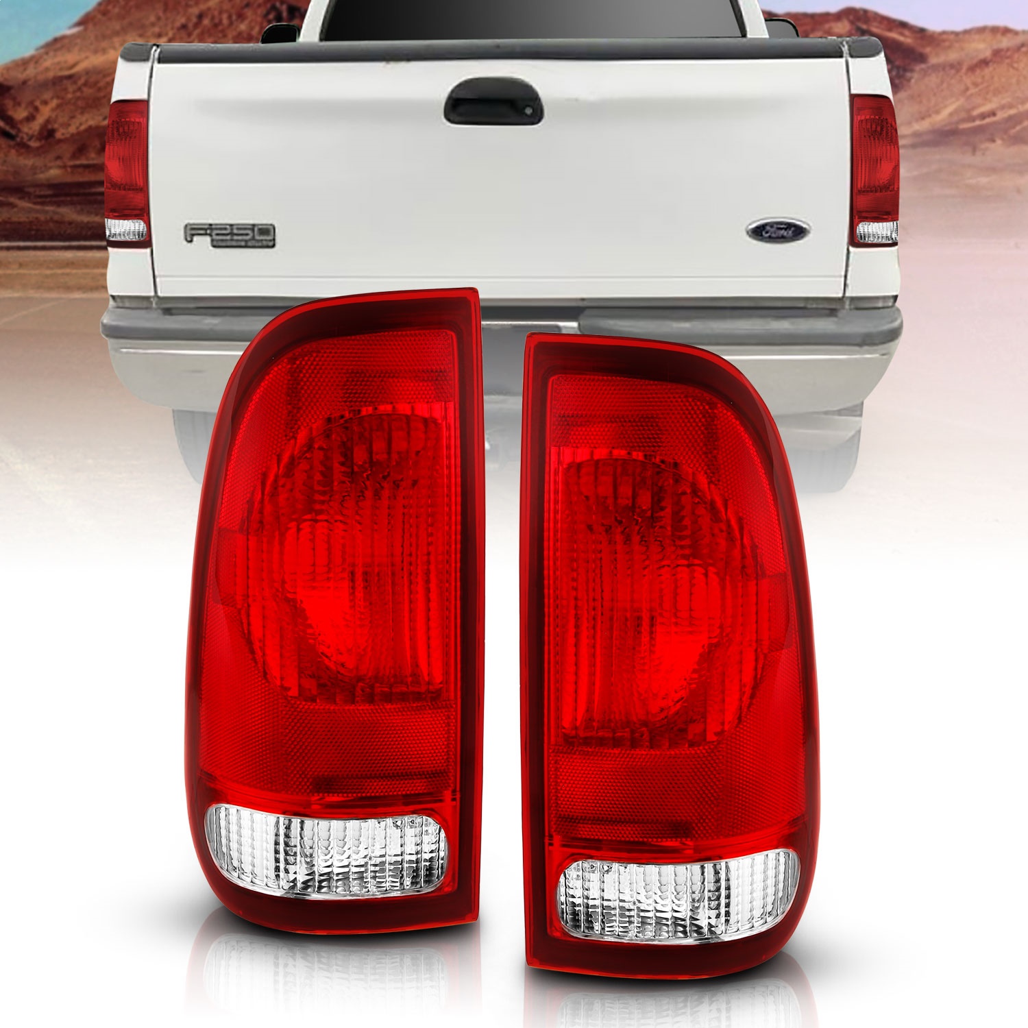 ANZO Fit 1997-2003 Ford F-150 Taillight Red/Clear Lens (OE Replacement)