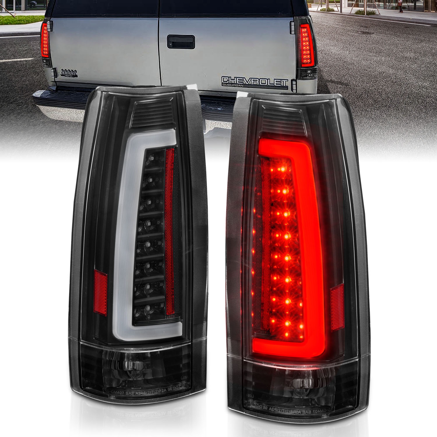 Anzo Fit 1999-2000 Escalade LED Taillights Black Housing Clear Lens Pair