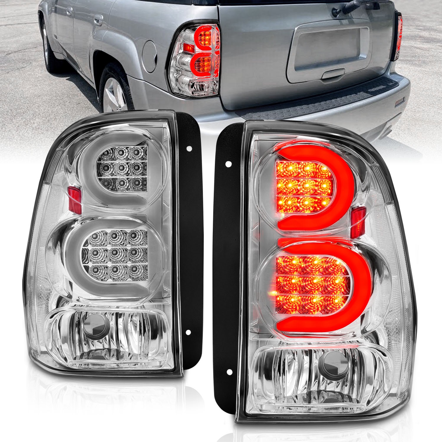 Anzo Fit 2002-2009 Chevy Trailblazer LED Tail Lights w/ Light Bar