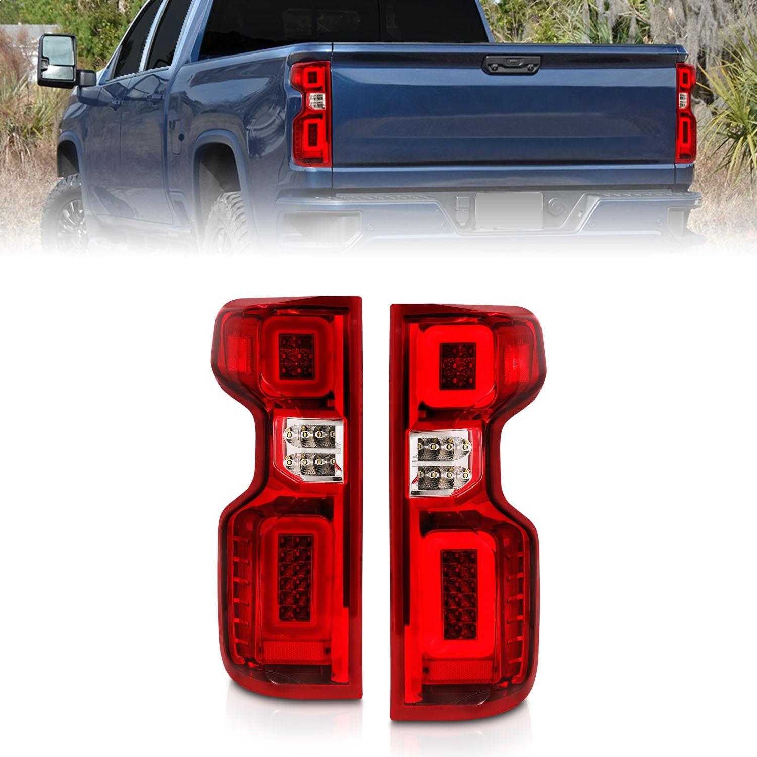 Anzo Fit 19-21 Chevy Silverado Work Truck Full LED Tailights