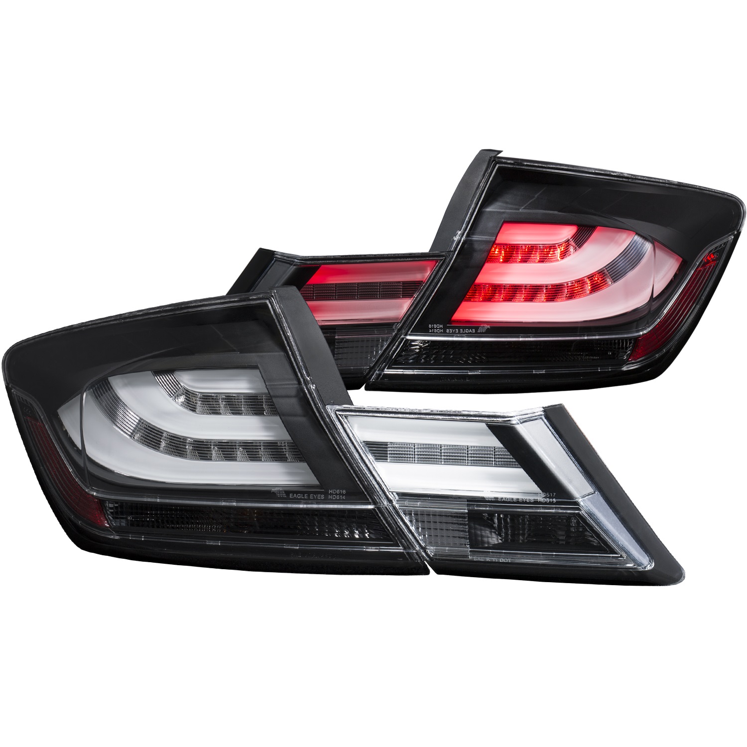 Anzo 321323 Tail Light Assembly; LED; Clear Lens; Black Housing; Pair;
