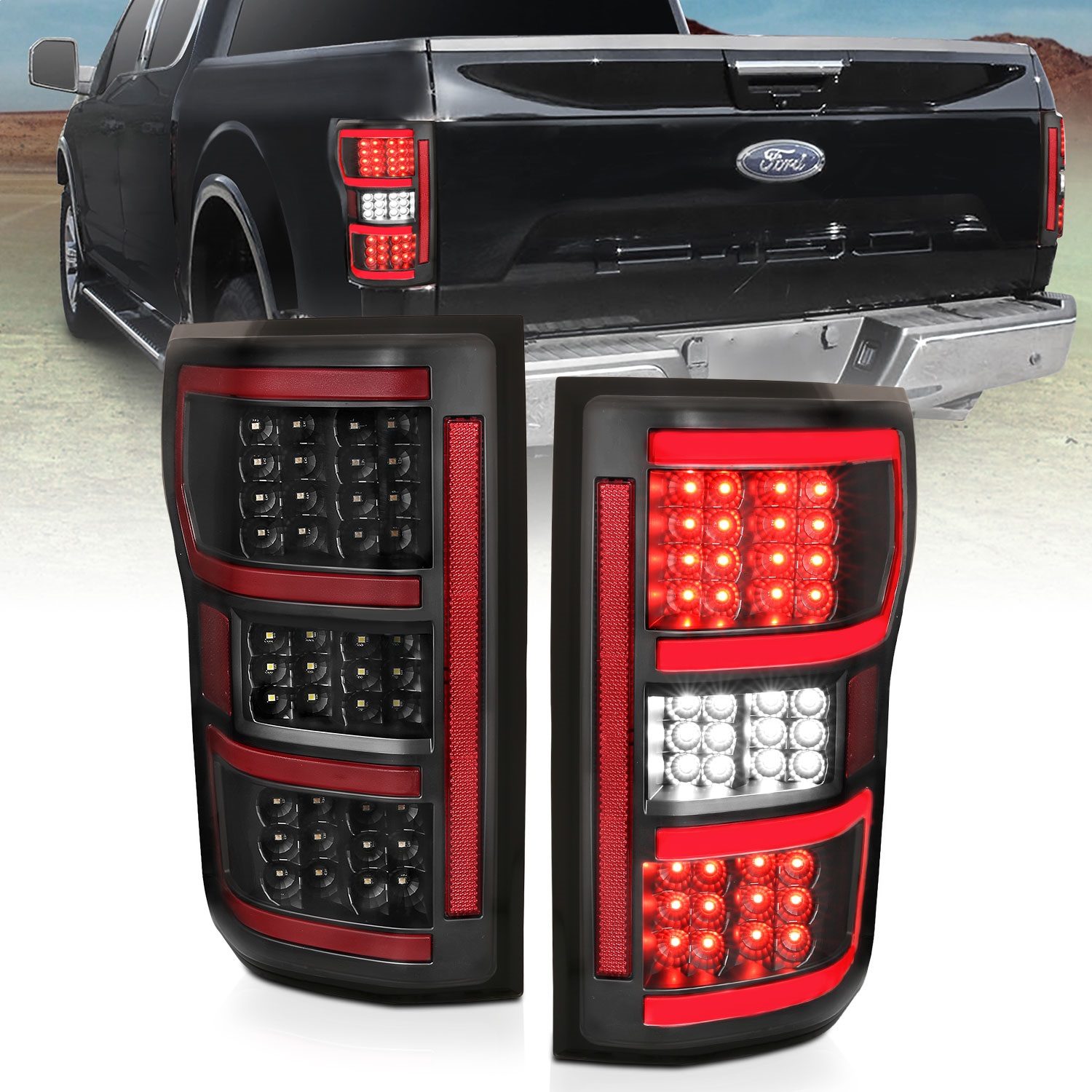 Anzo Fit 18-19 Ford F-150 LED Taillights Black