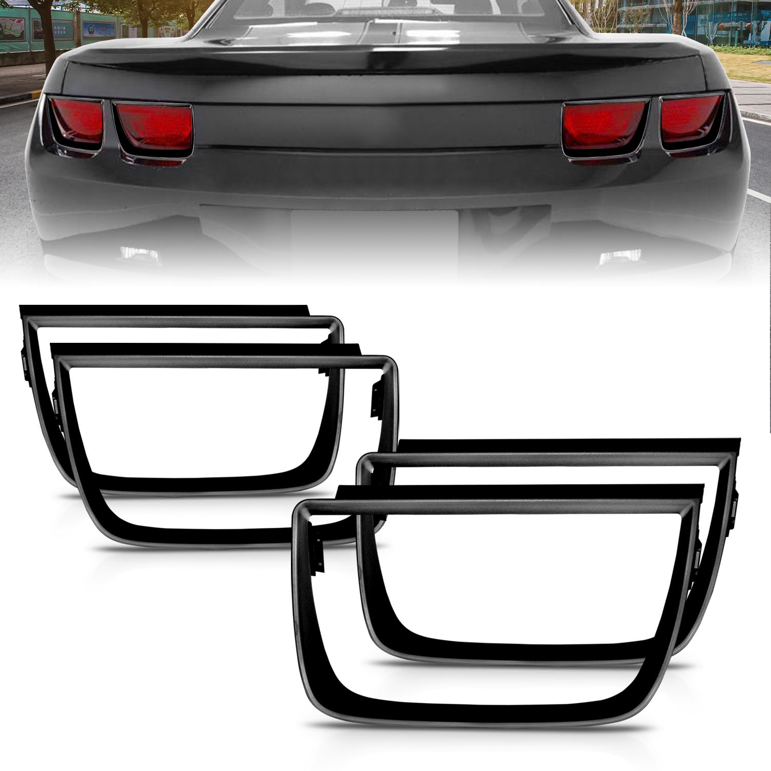 ANZO 351001 TAIL LIGHT BEZELS - 4PC FLAT BLACK CLEAR 2010-2013 Camaro