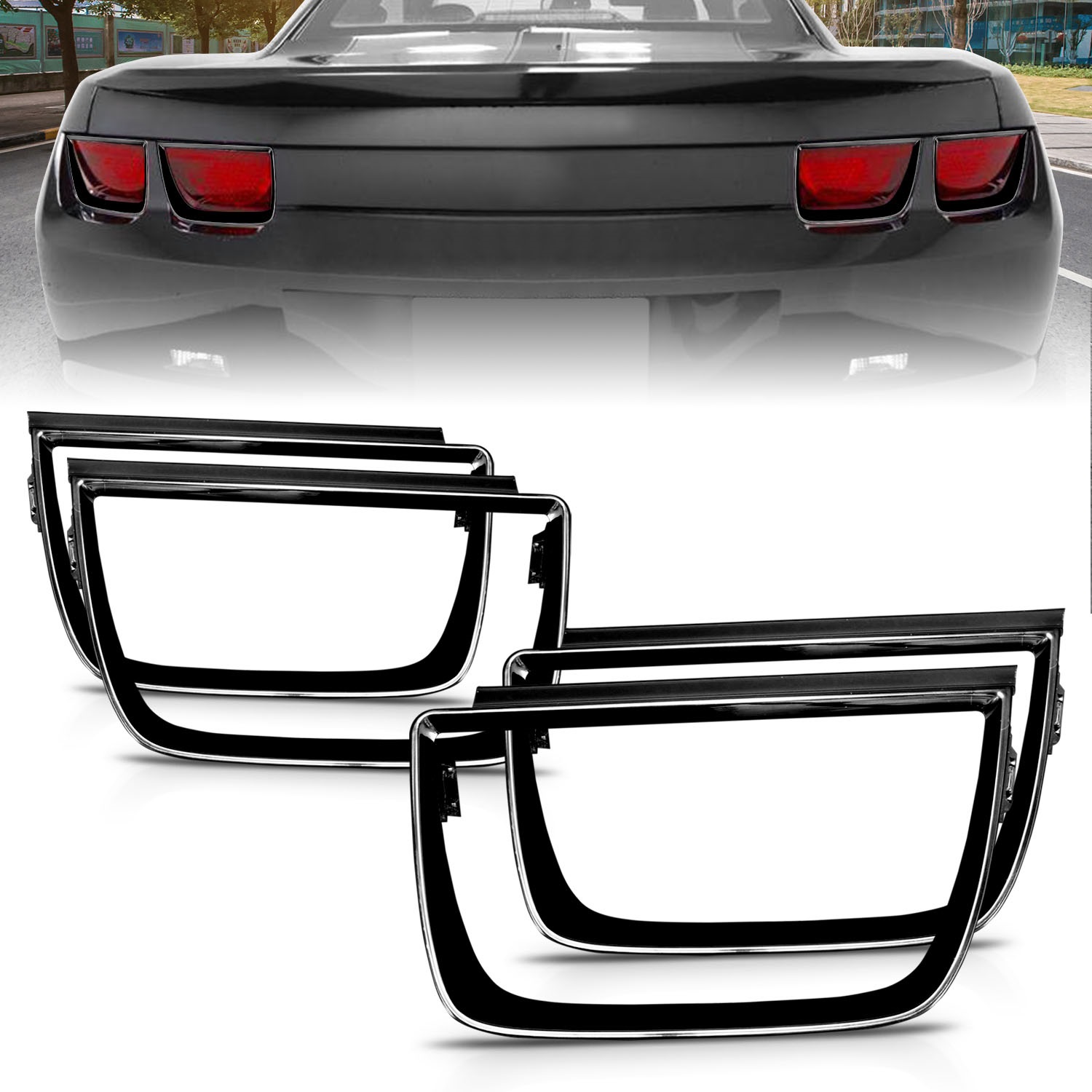 ANZO 351002 TAIL LIGHT BEZELS - 4PC GLOSS BLACK CLEAR 2010-2013 Camaro