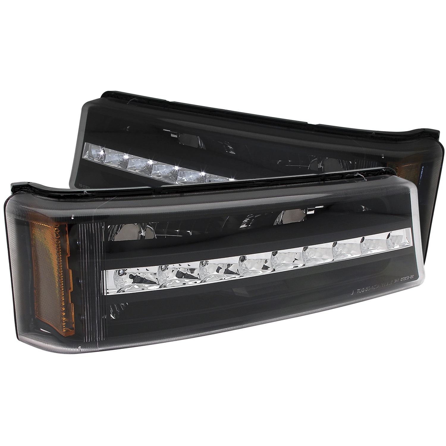 ANZO 511067 LED PARKING LIGHTS BLACK w/ AMBER REFLECTOR 2003-06 Silverado 2500