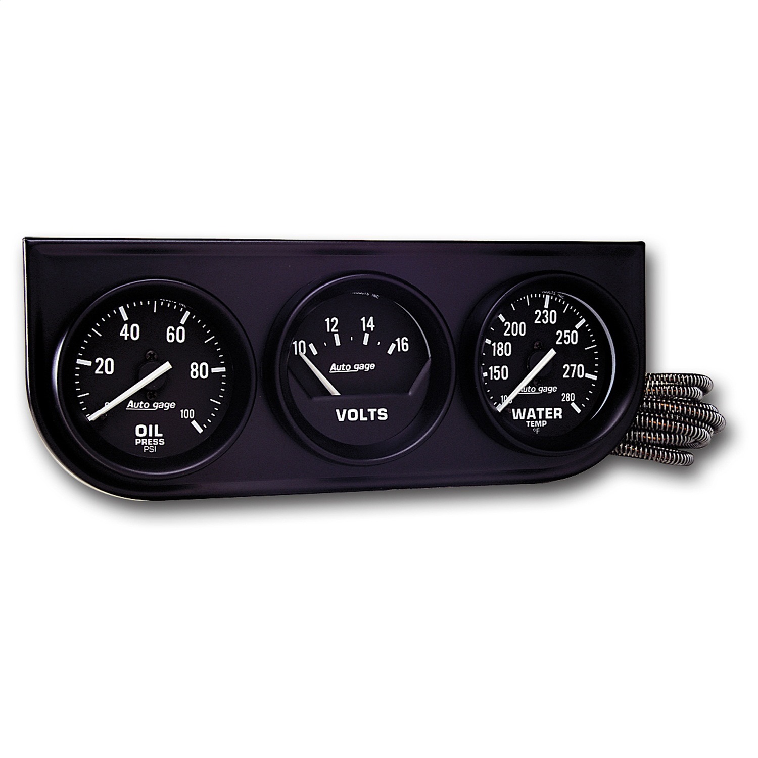 AutoMeter 2397 Gauge Console, 2", 100psi/280ºF/18V, Mech Blk Dial, Blk Bzl, AG