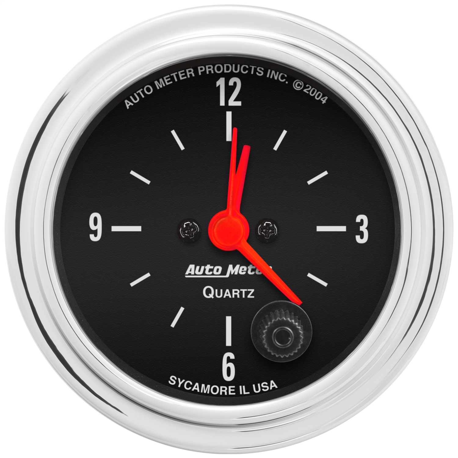 AutoMeter Traditional Chrome 21/16in 12hr Analog Clock Gauge 2585 for