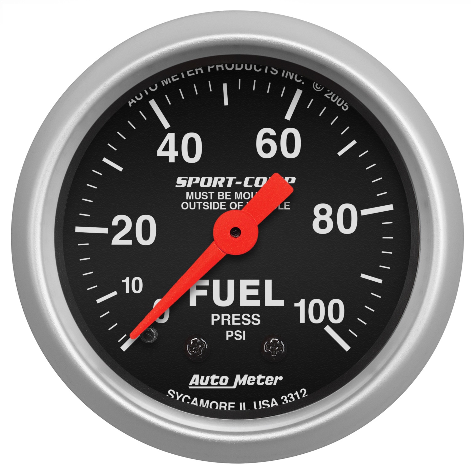 AutoMeter 3312 Sport-Comp Mechanical Fuel Pressure Gauge
