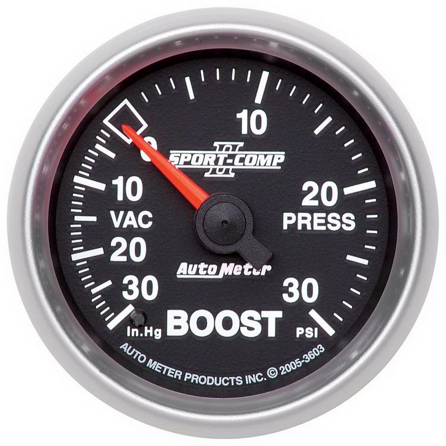AutoMeter 3603 Gauge, Vac/Boost, 2 1/16in, 30inHg-30psi, Mech, Sport-Comp II