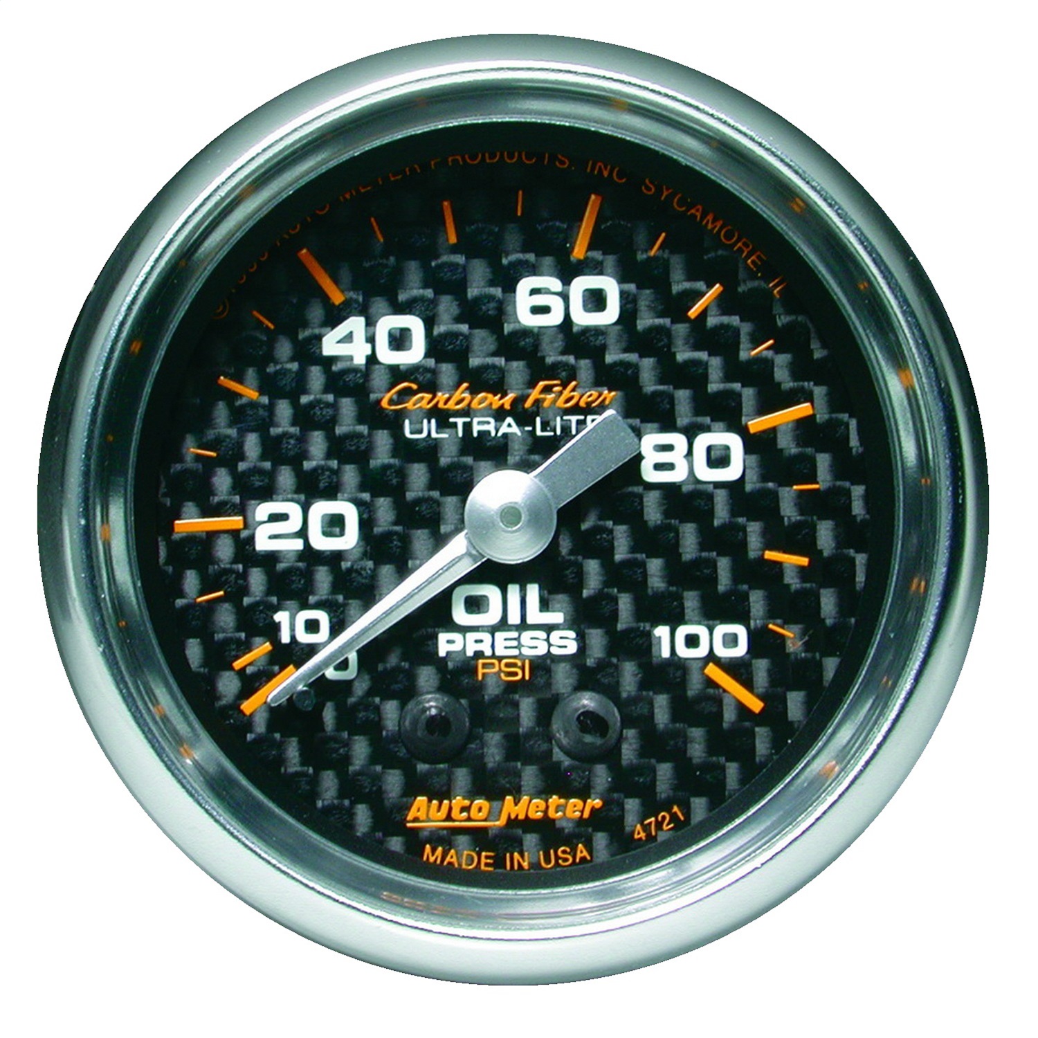 AutoMeter 4721 Gauge, Oil Pressure, 2 1/16", 100psi, Mechanical, Carbon Fiber