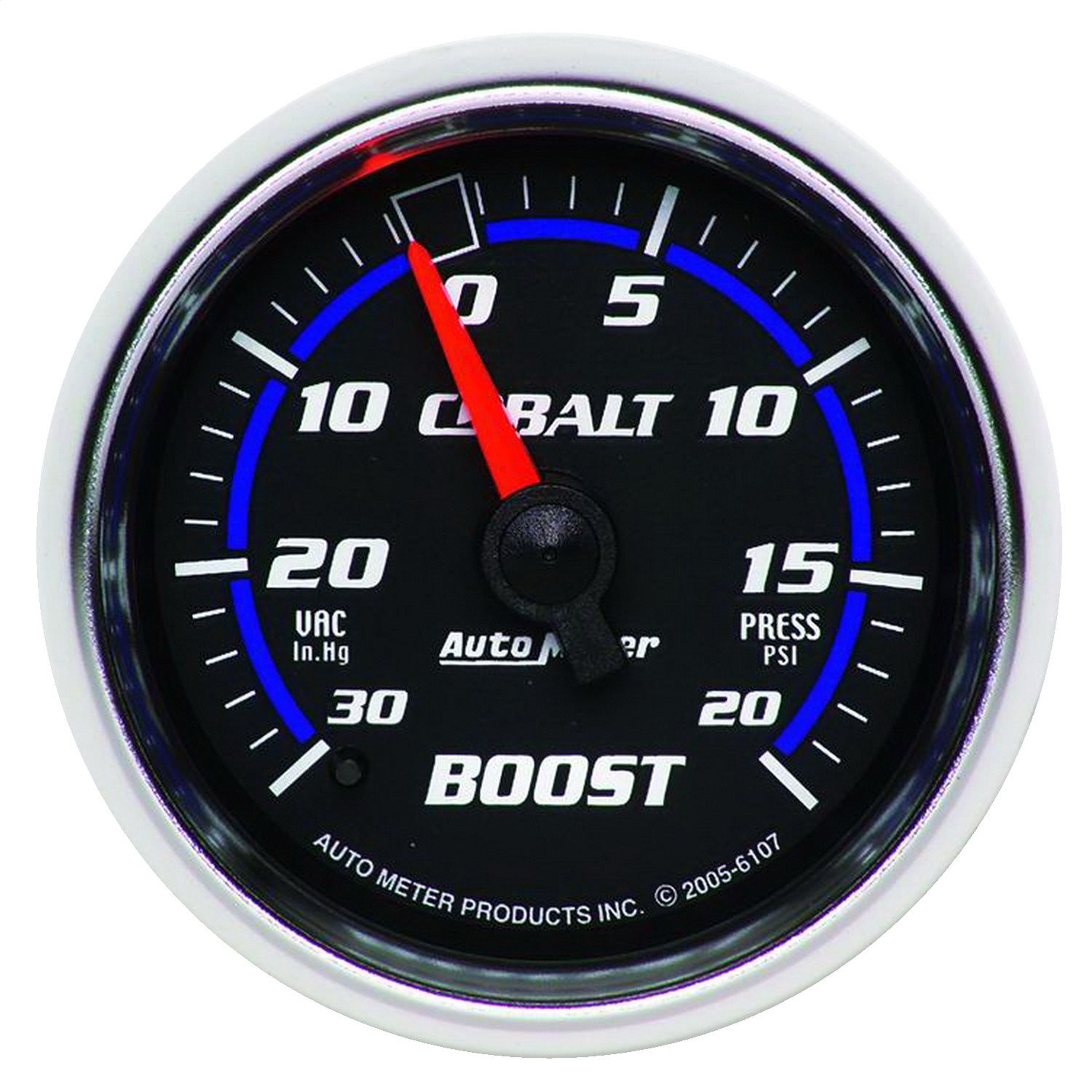 AutoMeter 6107 Gauge, Vac/Boost, 2 1/16", 30inHg-20psi, Mechanical, Cobalt
