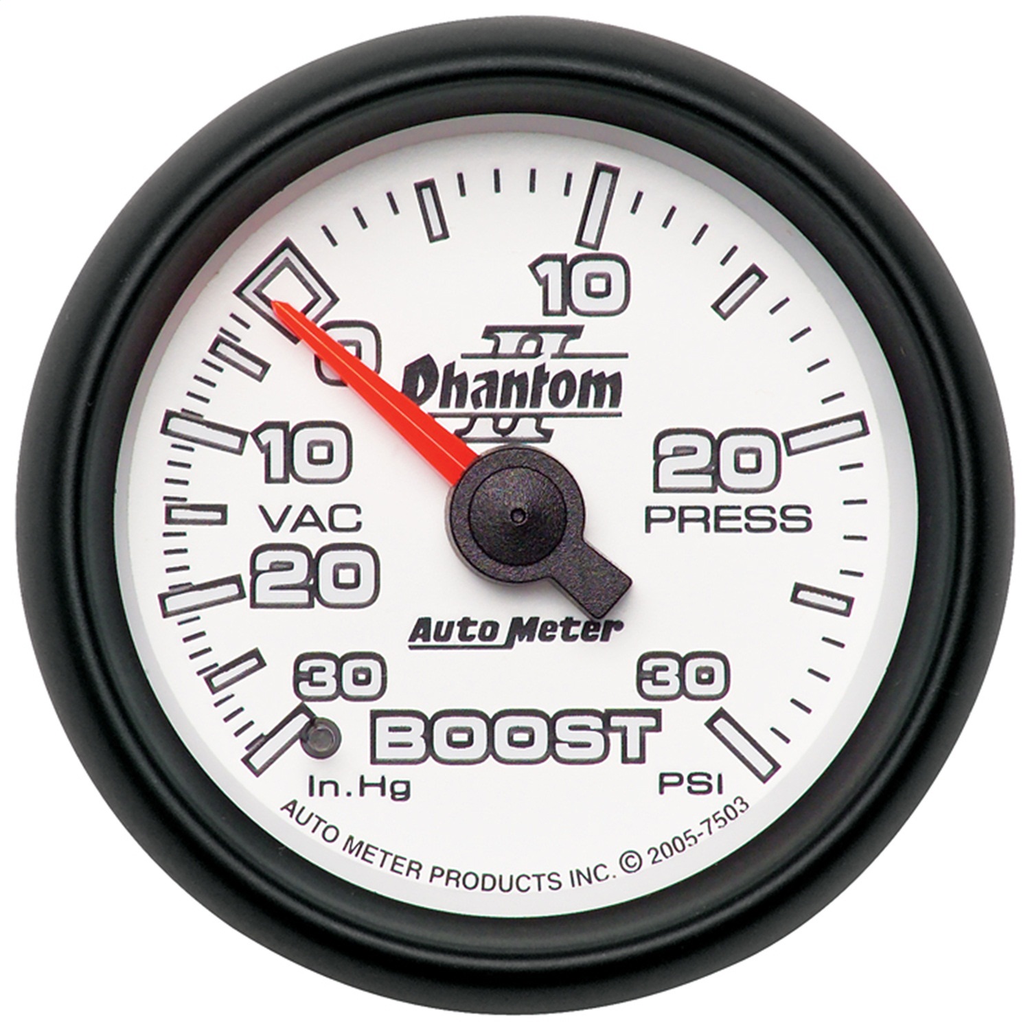 AutoMeter 7503 Gauge, Vac/Boost, 2 1/16", 30inHg-30psi, Mechanical, Phantom II