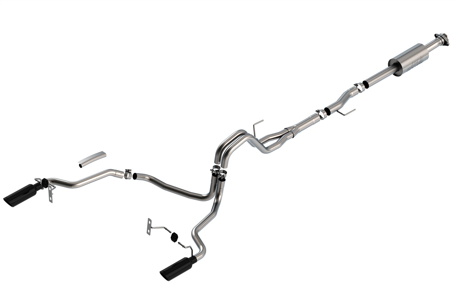 Borla Fit F-150 2021 2.7L/3.5L 4DR CC SB EC STB3/2.25 SRE CB S-Type BLK CHR Tips