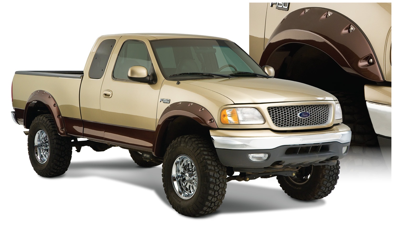 BUSHWACKER 20074-02 Rear Black Cutout Style Fender Flares 97-04 Ford F150//250